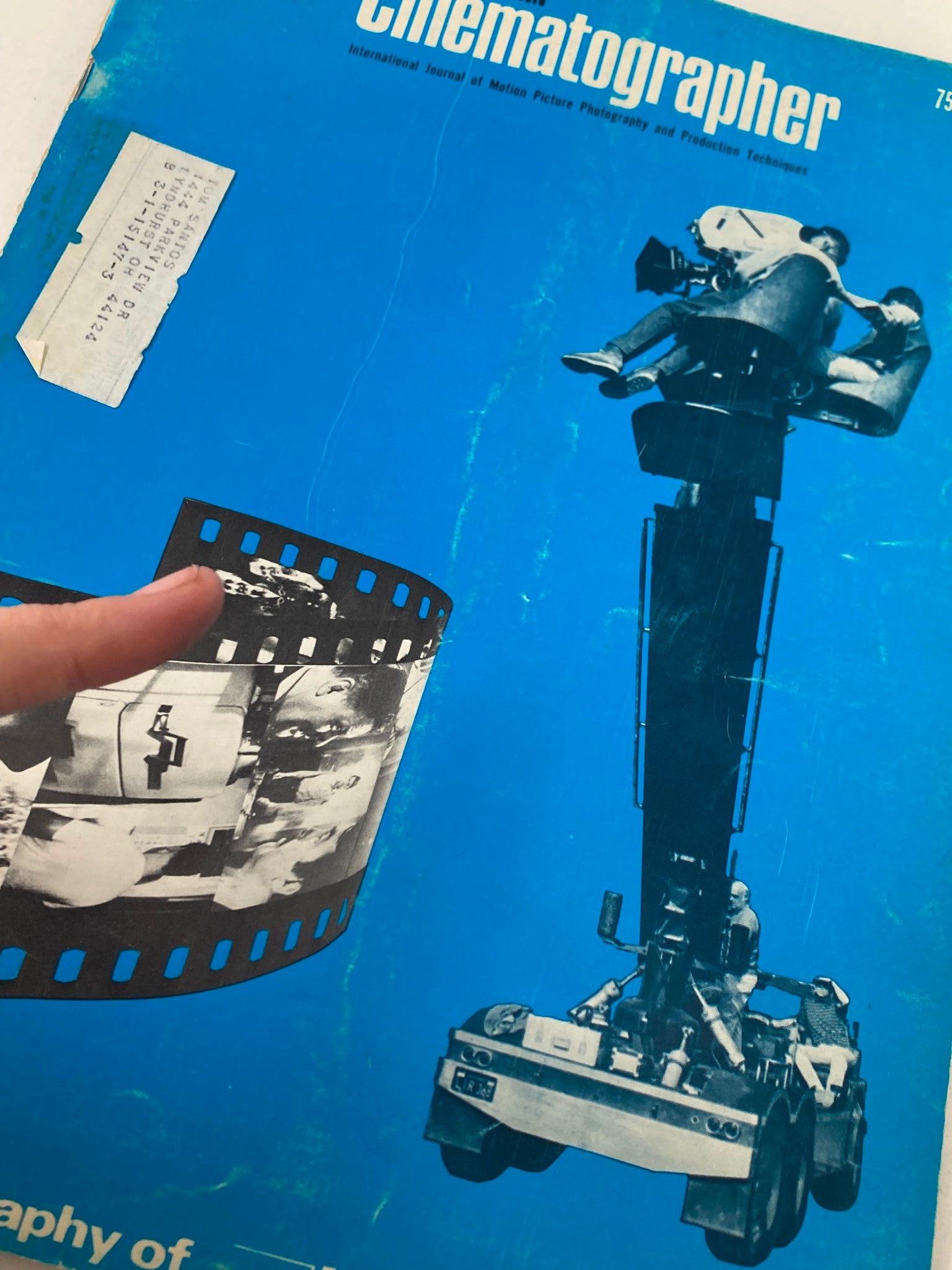 Close-up of the cover of American Cinematographer Magazine, November 1970, highlighting 'The Photography of I Walk The Line' and showing filmstrip details.