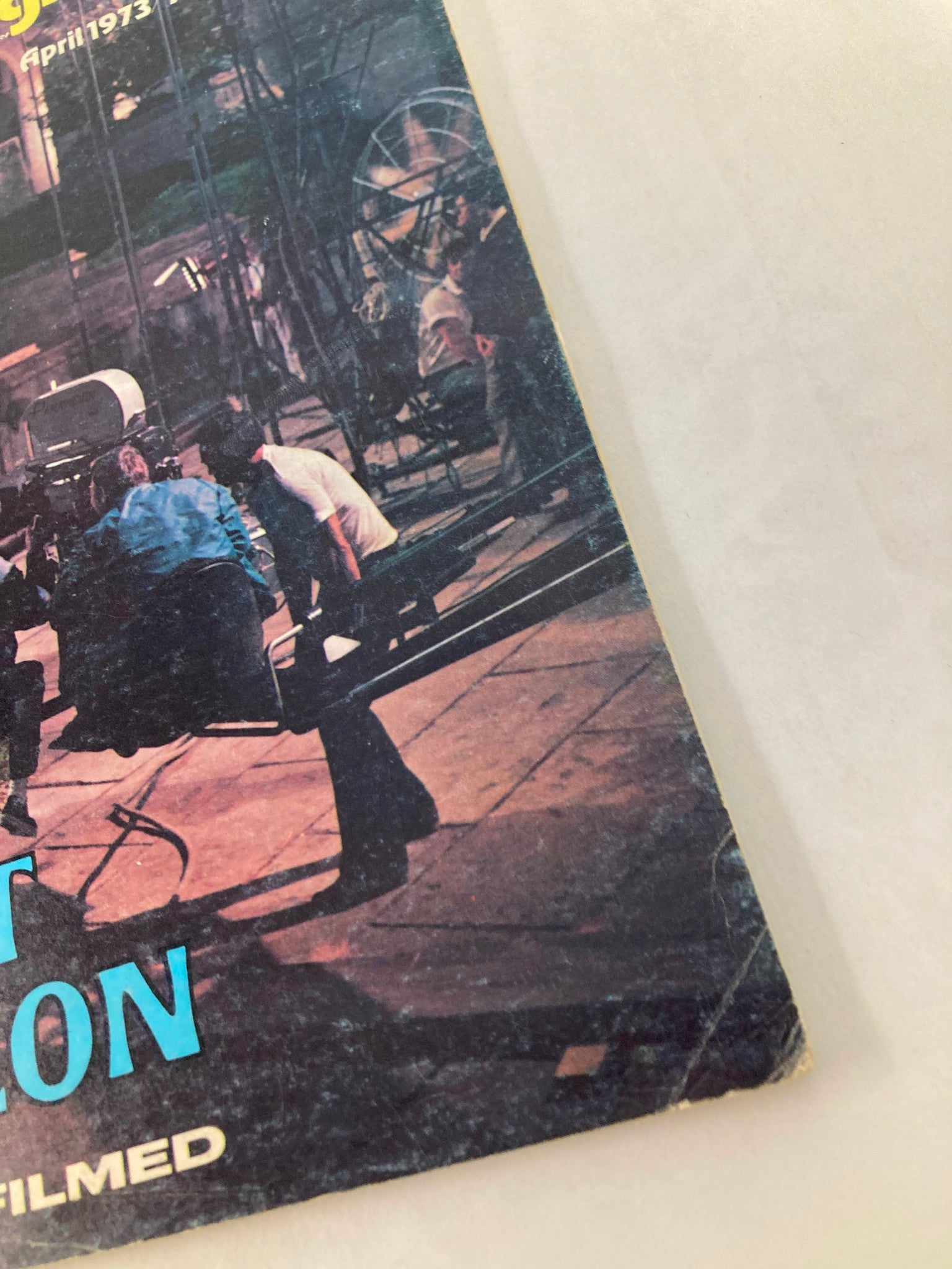 Close-up view of the cover of American Cinematographer Magazine, April 1973 highlighting the title 'Lost Horizon' and a film production scene.