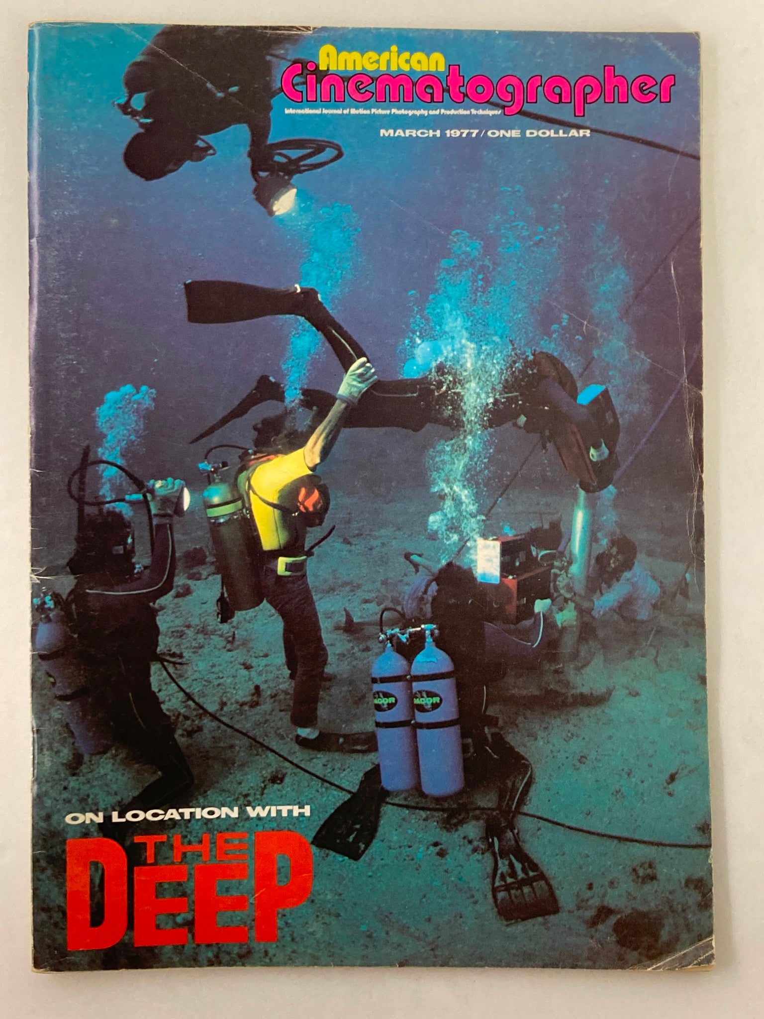 Cover of American Cinematographer Magazine, March 1977, featuring Peter Benchley's 'The Deep