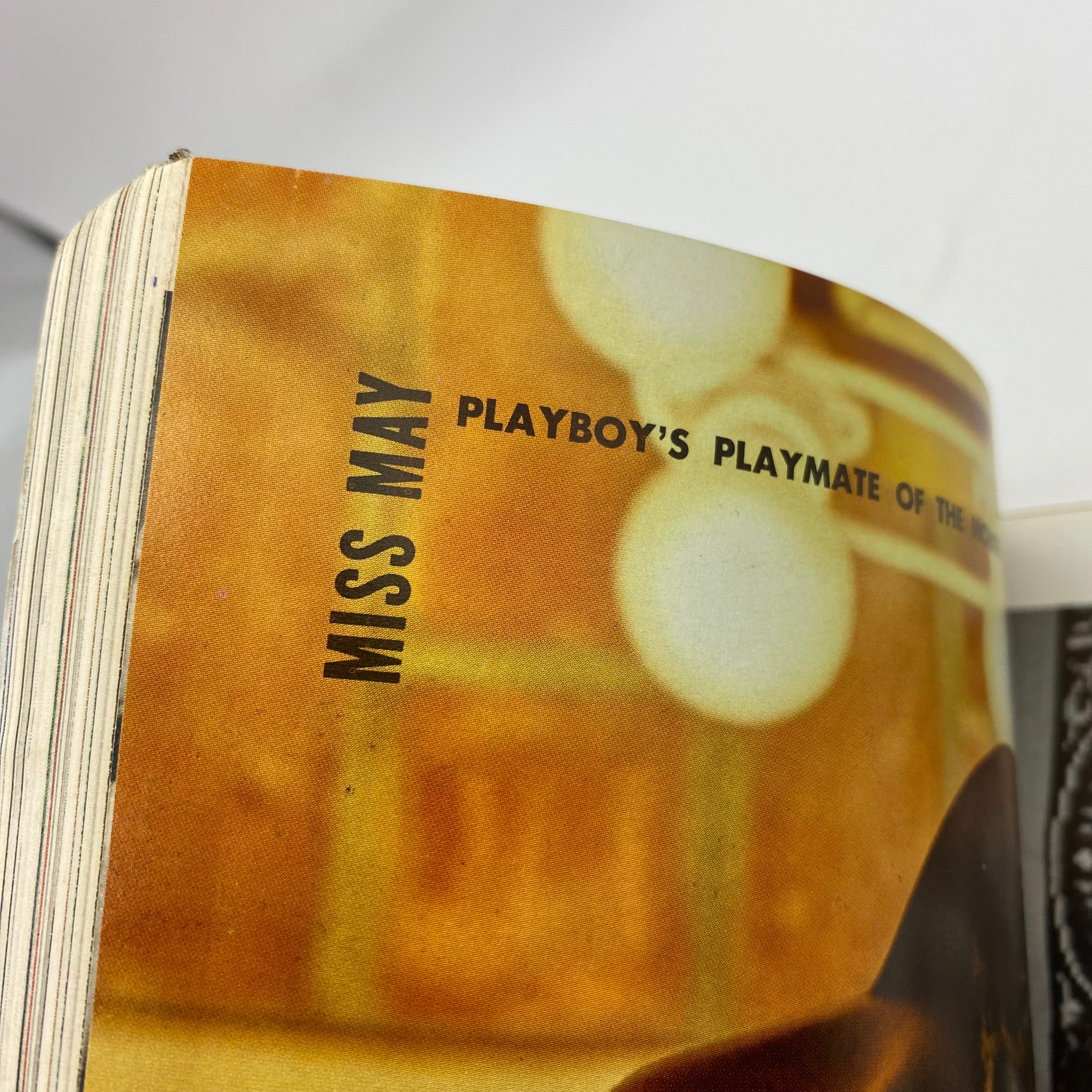Inside page of Playboy Magazine May 1968 highlighting Miss May, featuring an artistic layout and color details.