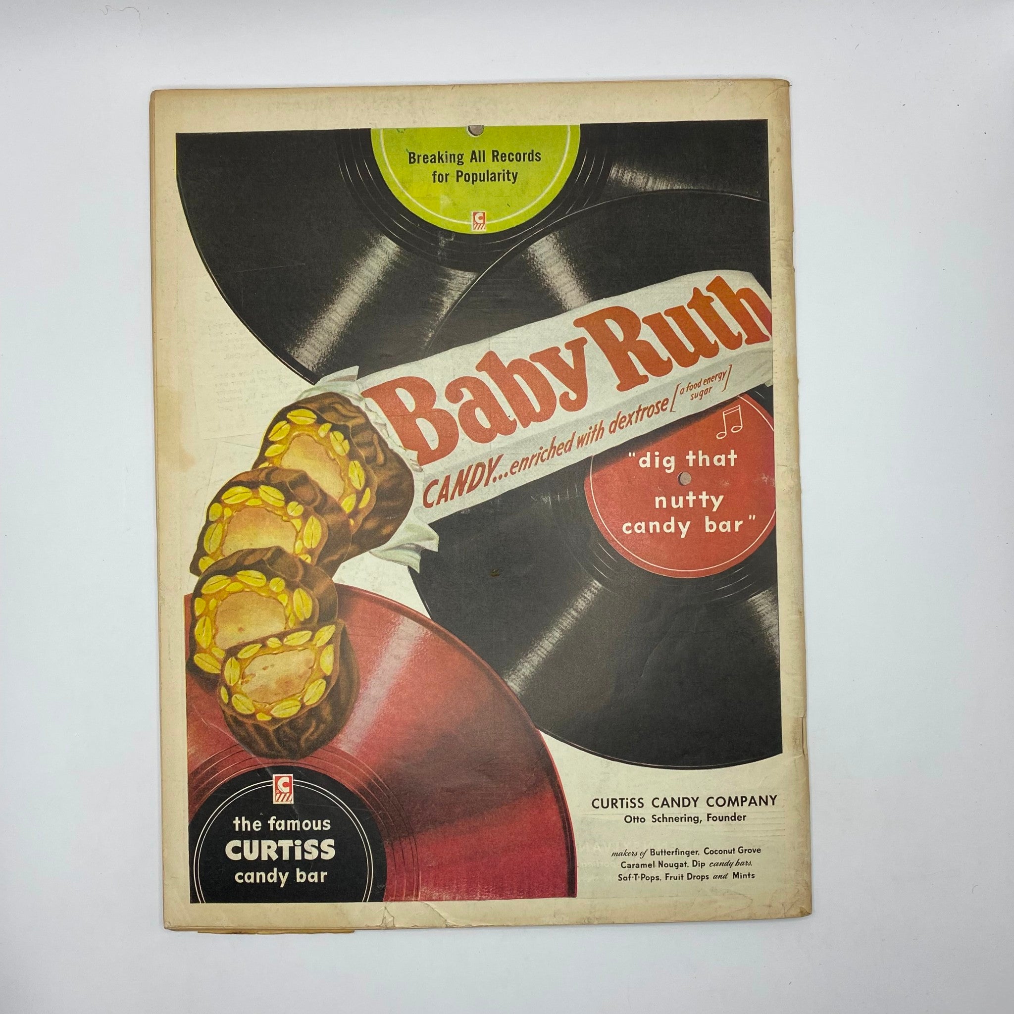 Advertisement page from VTG Boys' Life for All Boys Magazine November 1954 featuring a vintage Baby Ruth candy advertisement with vibrant graphics.