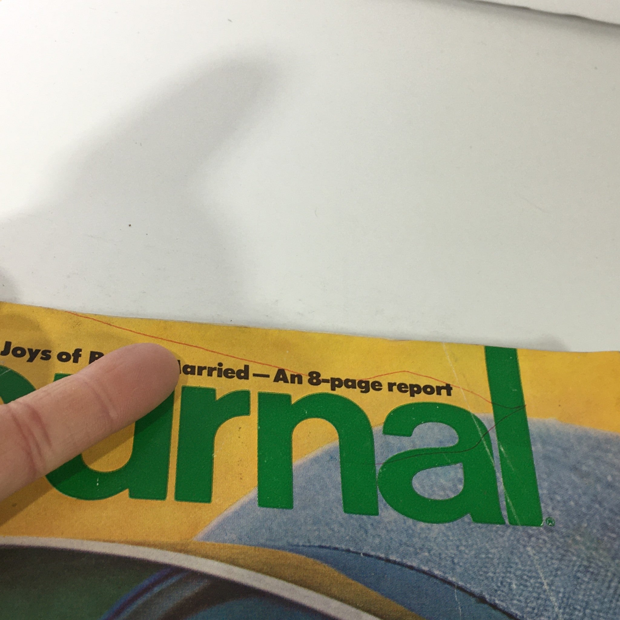 Cover of VTG Journal Magazine from June 1976 featuring Robert Redford and Evan Hunter's second marriage. The magazine cover displays a prominent green title with slight wear and a finger pointing to the text.