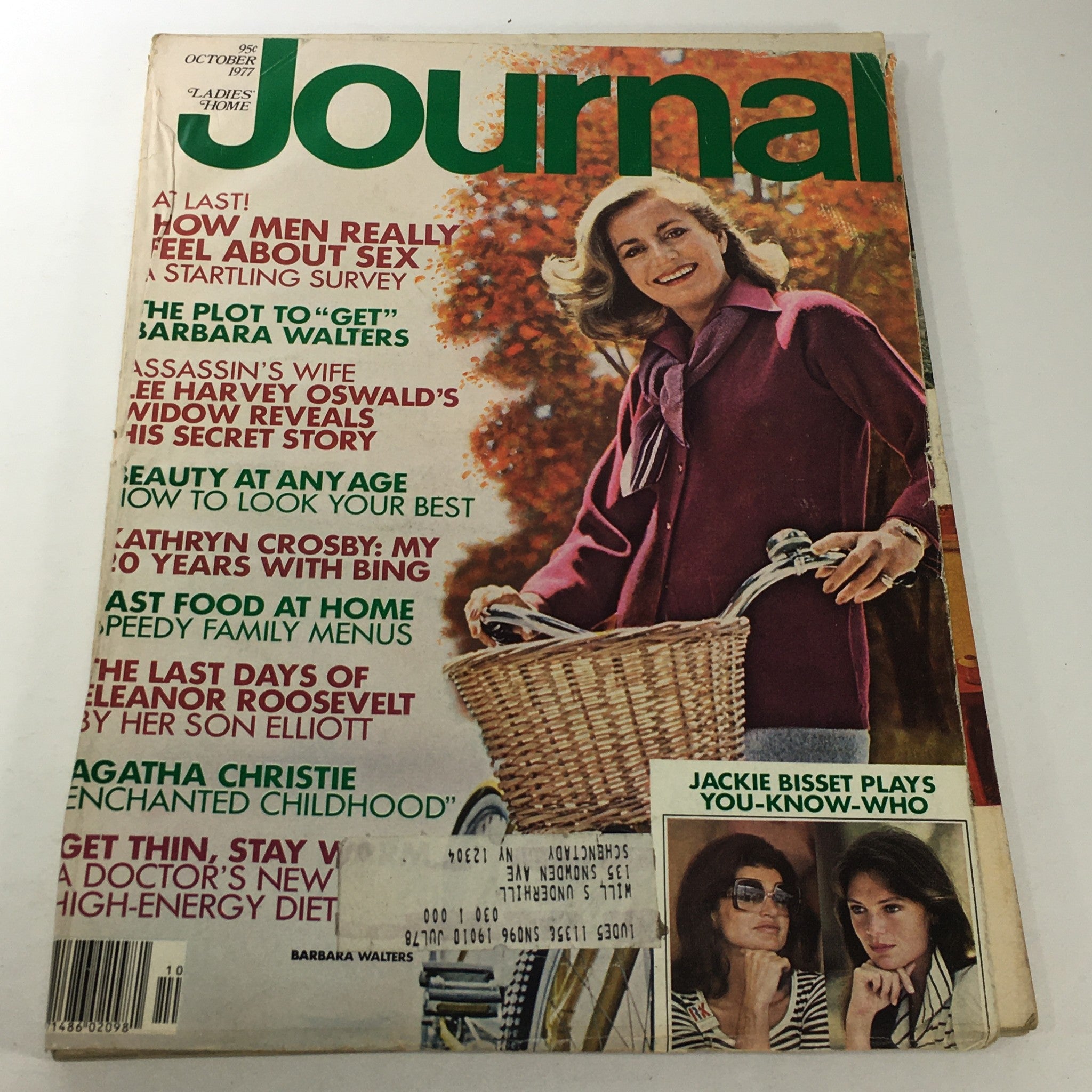 VTG Journal Magazine from October 1977 featuring Kathryn Crosby on the cover with articles related to Agatha Christie and other topics, capturing a nostalgic moment in pop culture.