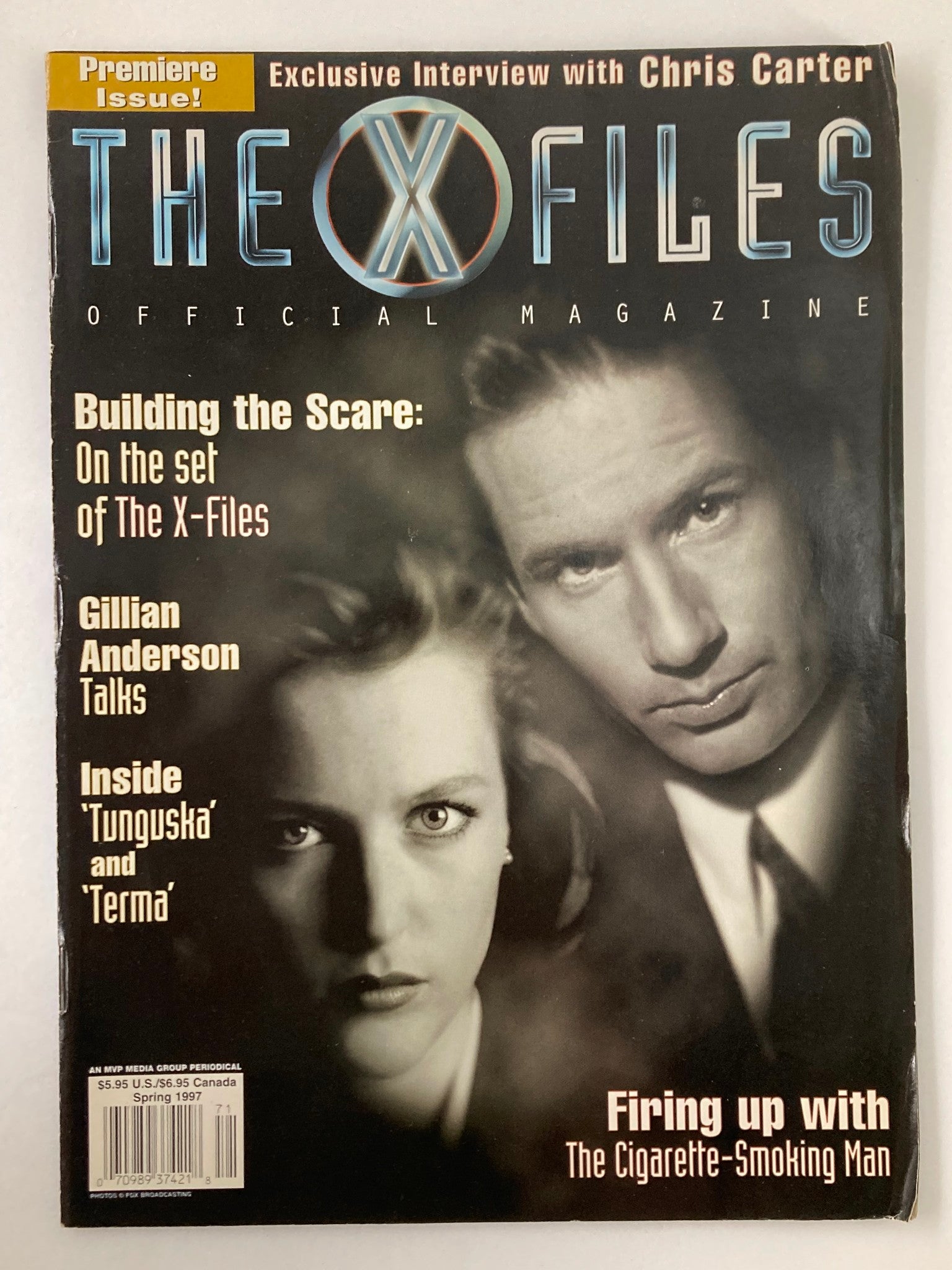 The X-Files Magazine Spring 1997 cover featuring David Duchovny and Gillian Anderson, highlighting an exclusive interview with Chris Carter and articles about the series.