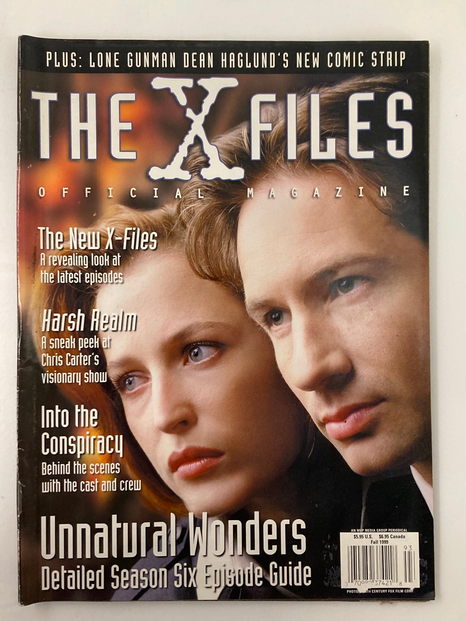 The X-Files Magazine Fall 1999 cover featuring Gillian Anderson and David Duchovny, showcasing iconic elements and a detailed season guide.