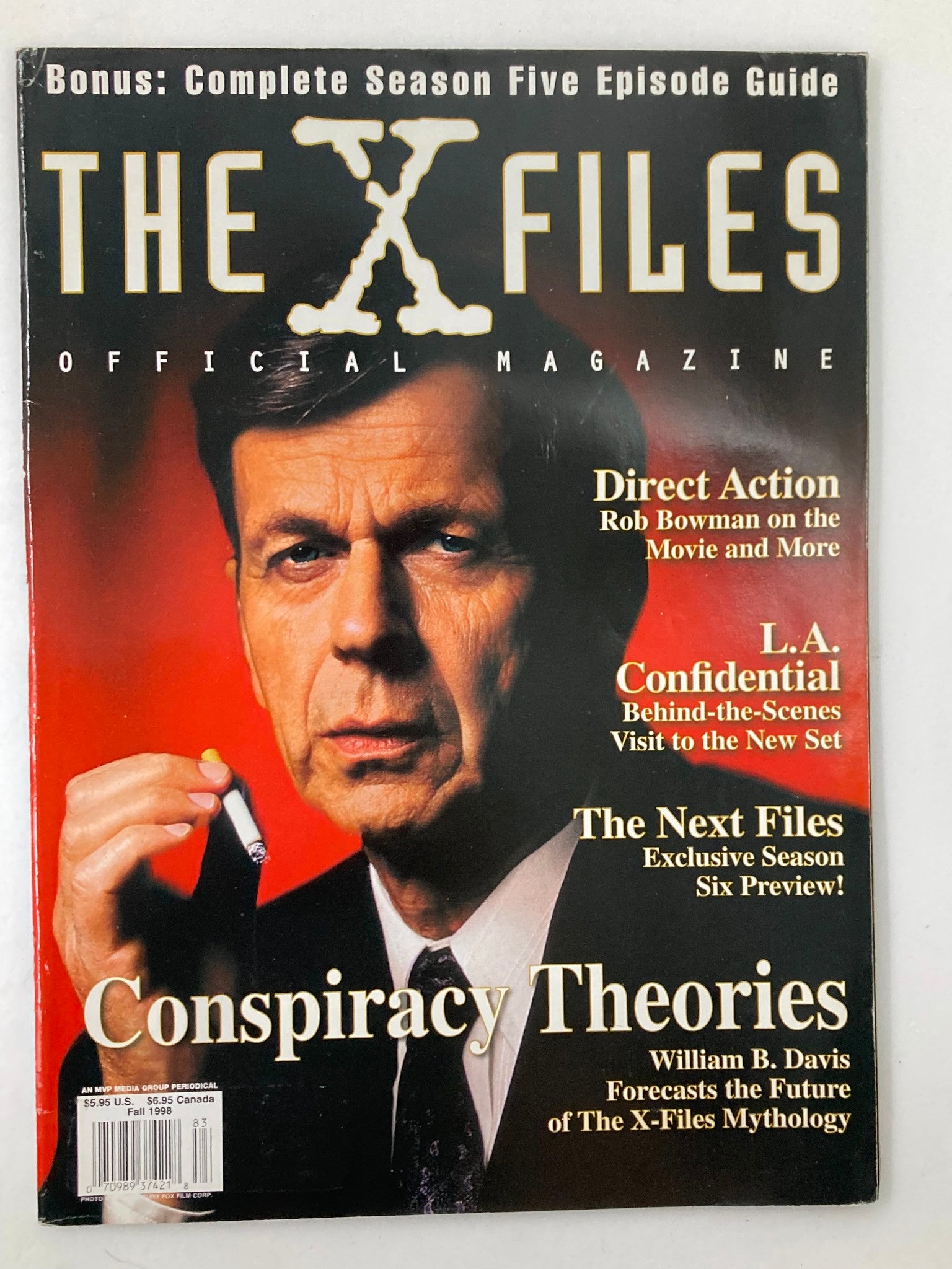 The X-Files Magazine Fall 1998 cover featuring Rob Bowman, discussing Direct Action on the X-Files movie, with a focus on Conspiracy Theories.