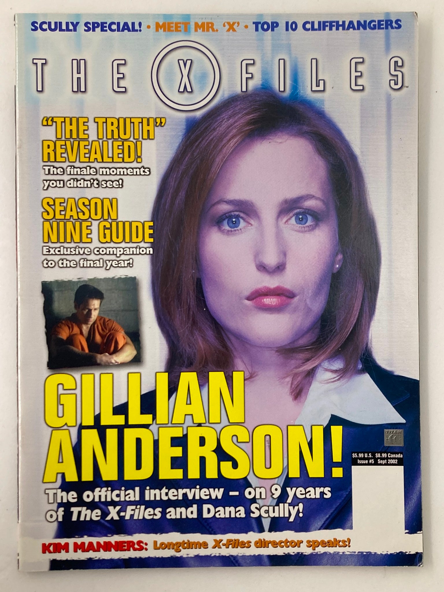 The X-Files Magazine September 2002 #5 featuring Gillian Anderson on the cover, highlighting her interview about nine years of The X-Files and Dana Scully.