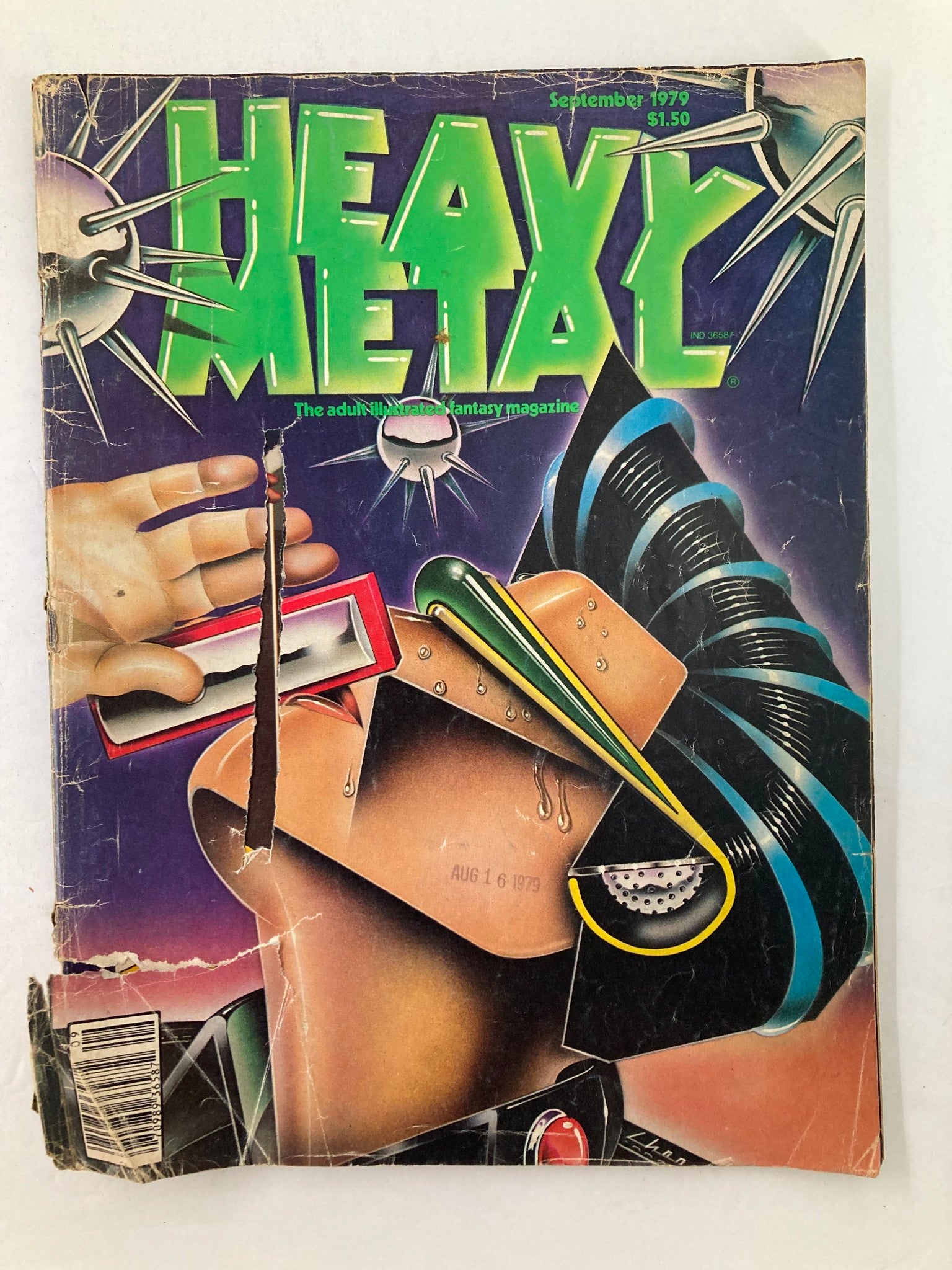 Cover of VTG Heavy Metal Magazine September 1979 titled 'The Spirit of the Game', featuring bold graphics and vibrant colors, showcasing artistic themes typical of the era.
