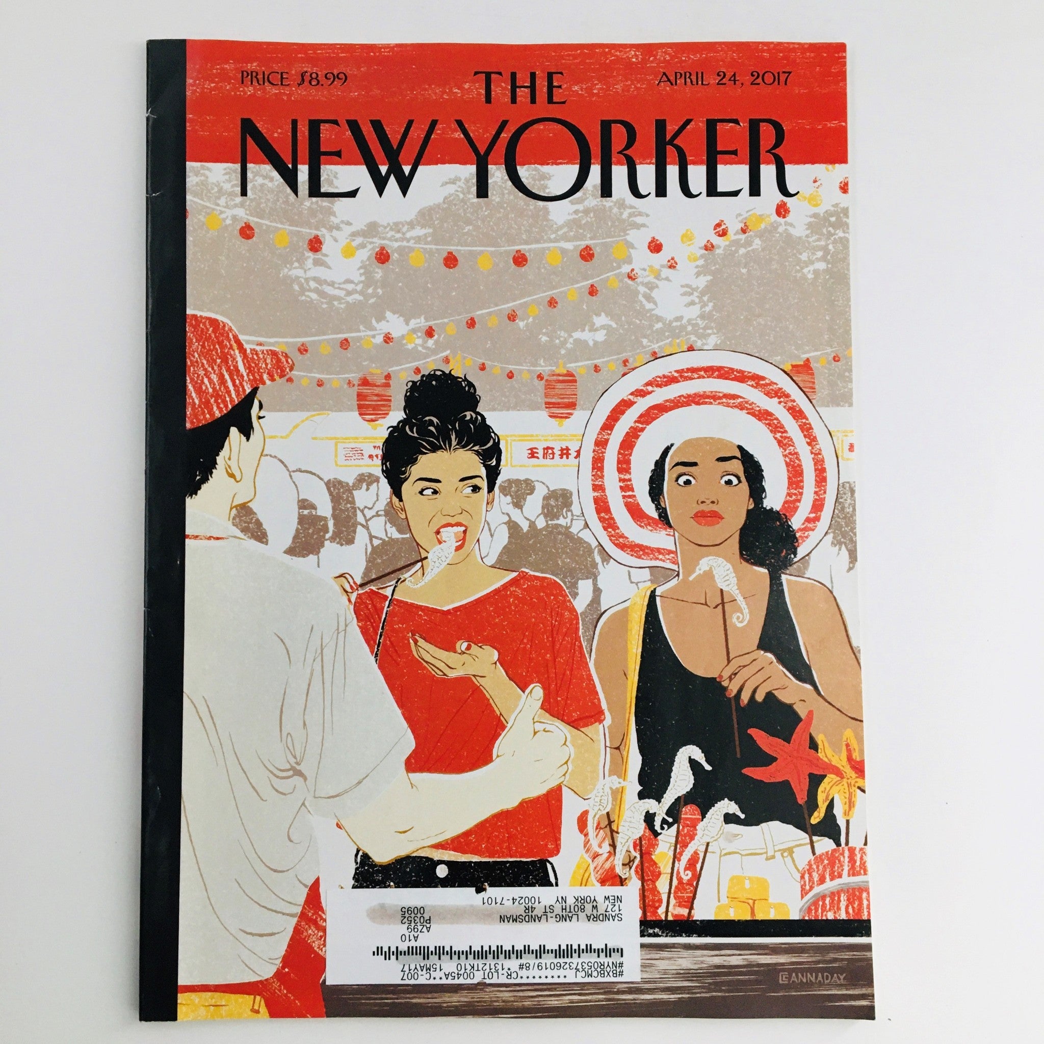 The New Yorker April 24 2017 Full Magazine Theme Cover by Cannaday Chapman featuring vibrant colors and lively illustrations depicting people enjoying a food festival.