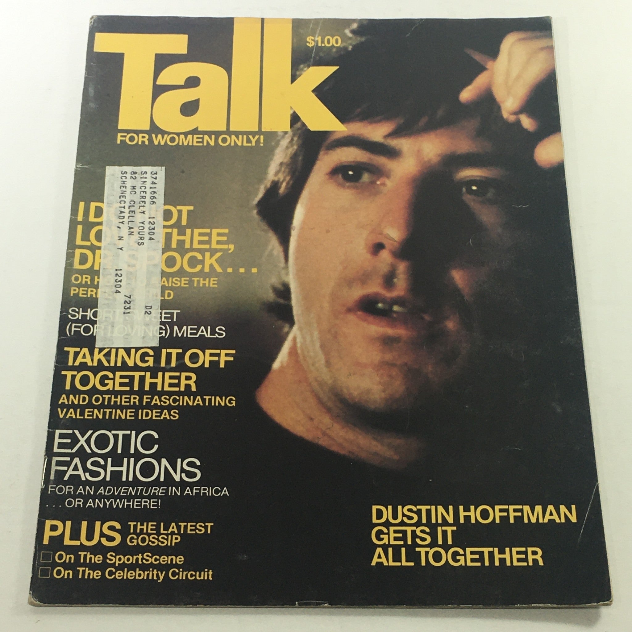Cover of VTG Talk Magazine: February 1977 Vol. VIII Issue II featuring Dustin Hoffman, showcasing vintage magazine style with bold typography and cultural highlights of the 1970s.
