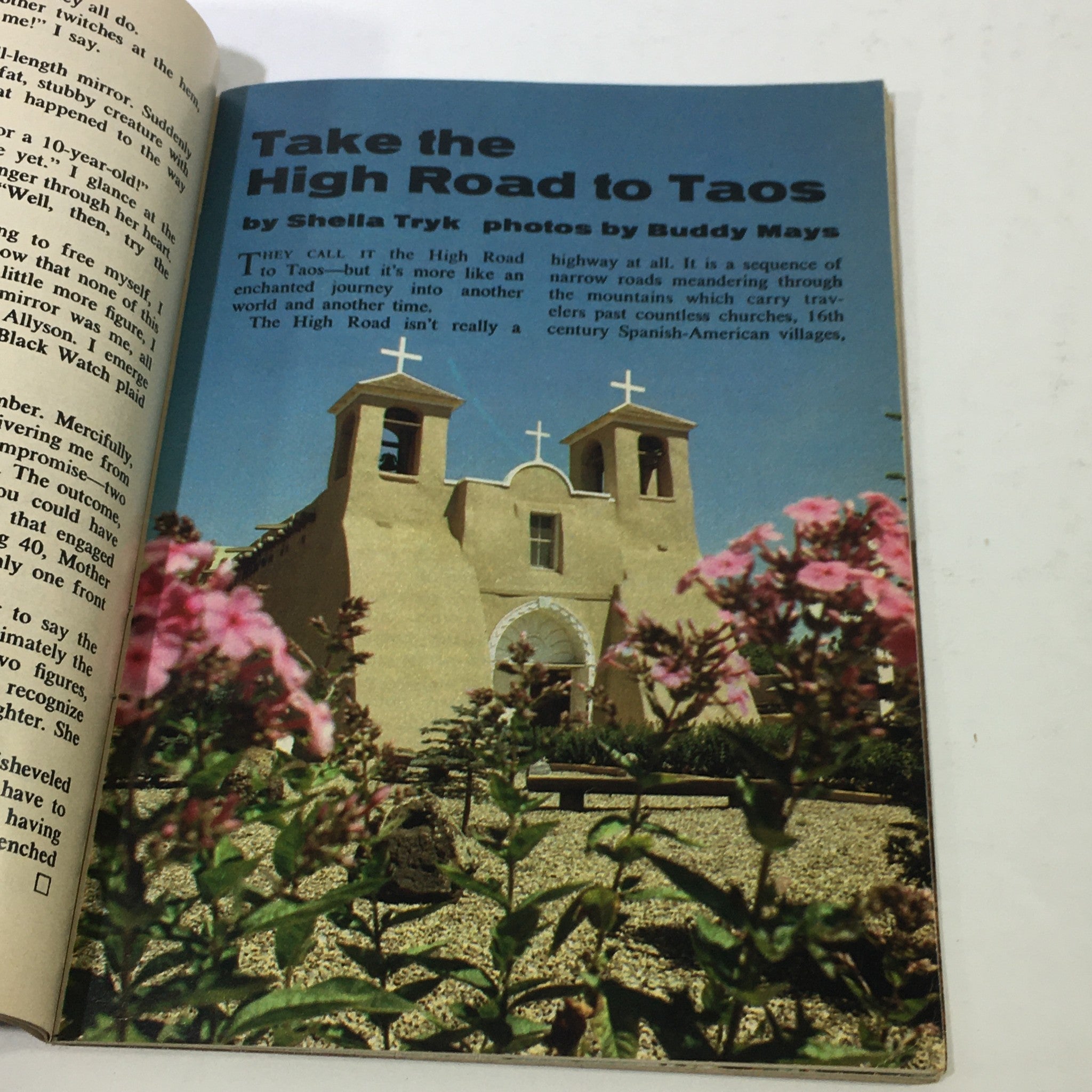 Open page from VTG Ford Times Magazine September 1976 featuring an article titled 'Take the High Road to Taos' with a picturesque photo.