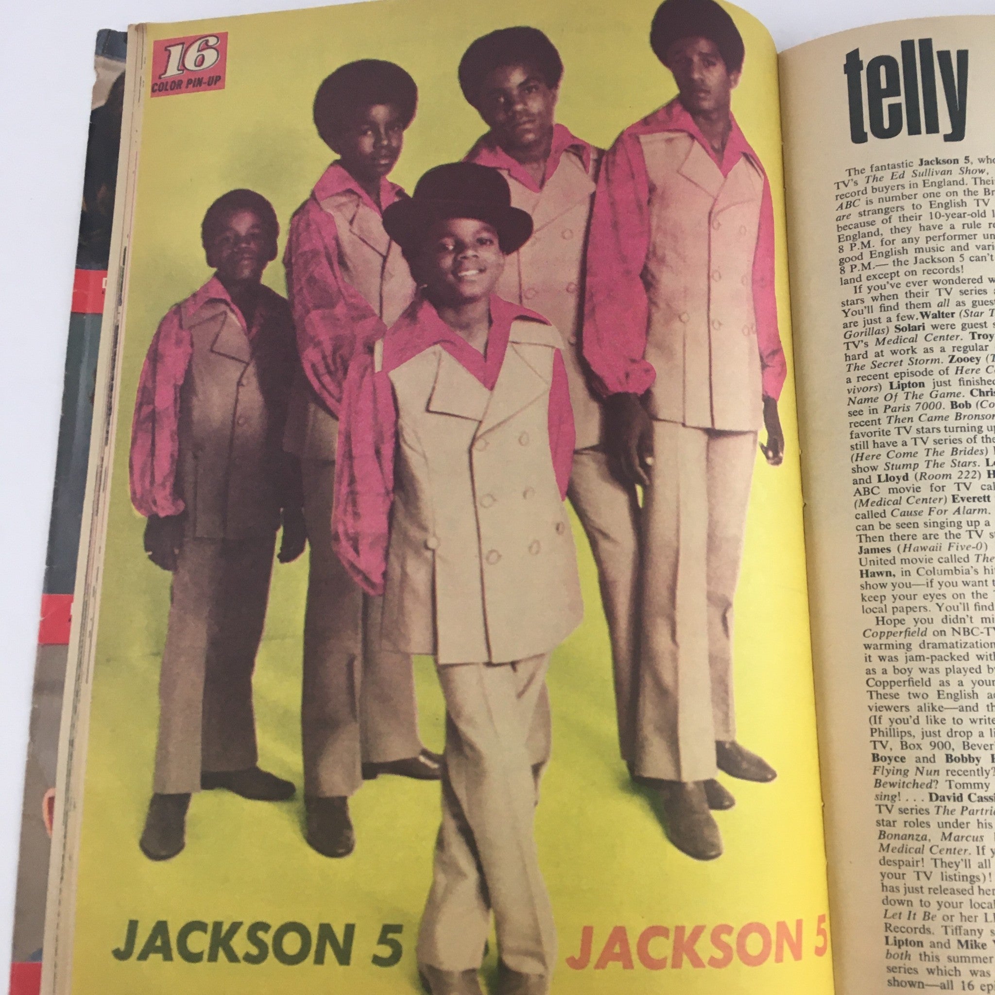 Vintage 16 Magazine July 1970 cover featuring the Jackson 5, showcasing their iconic style and charm, perfect for collectors and enthusiasts.
