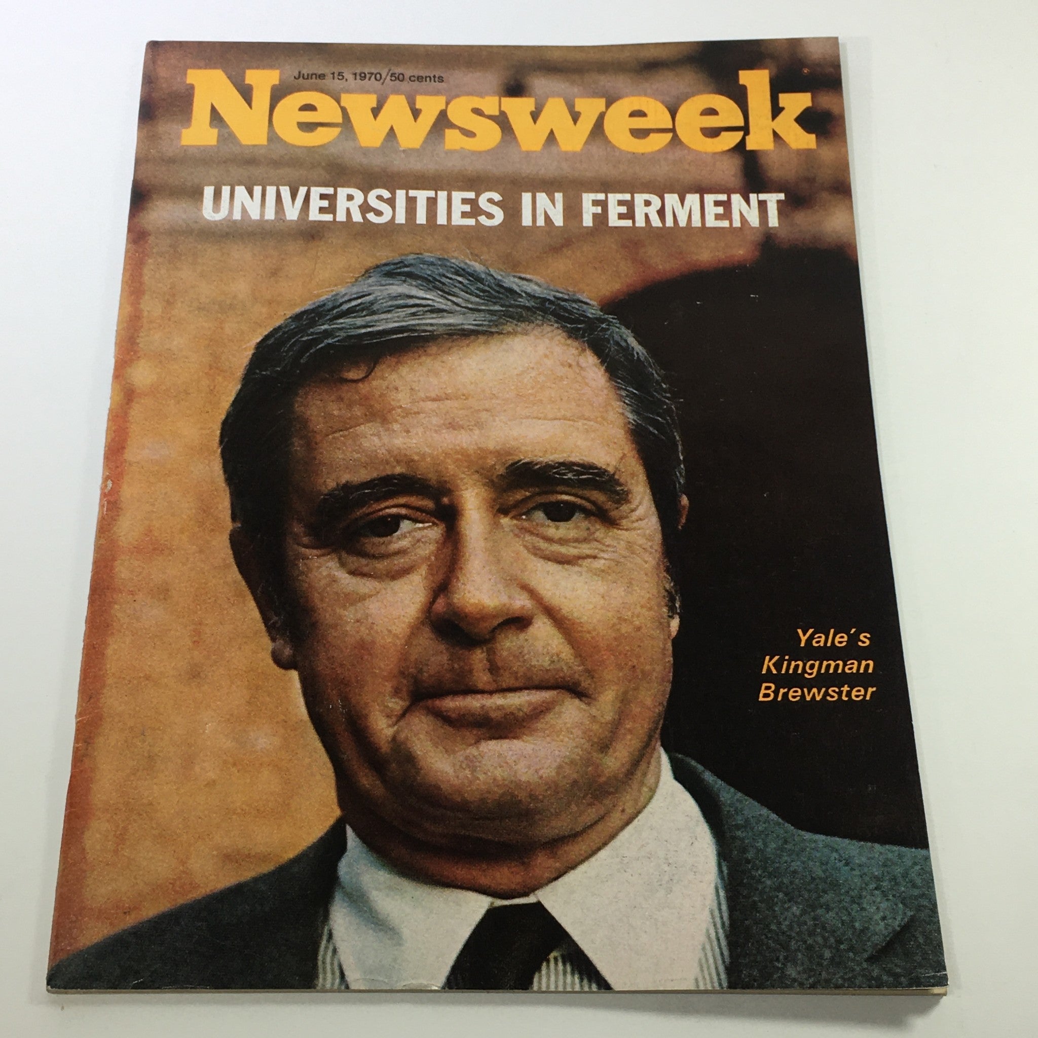 VTG Newsweek Magazine June 15 1970 featuring a cover image of Yale's Kingman Brewster, with the headline 'Universities in Ferment'.