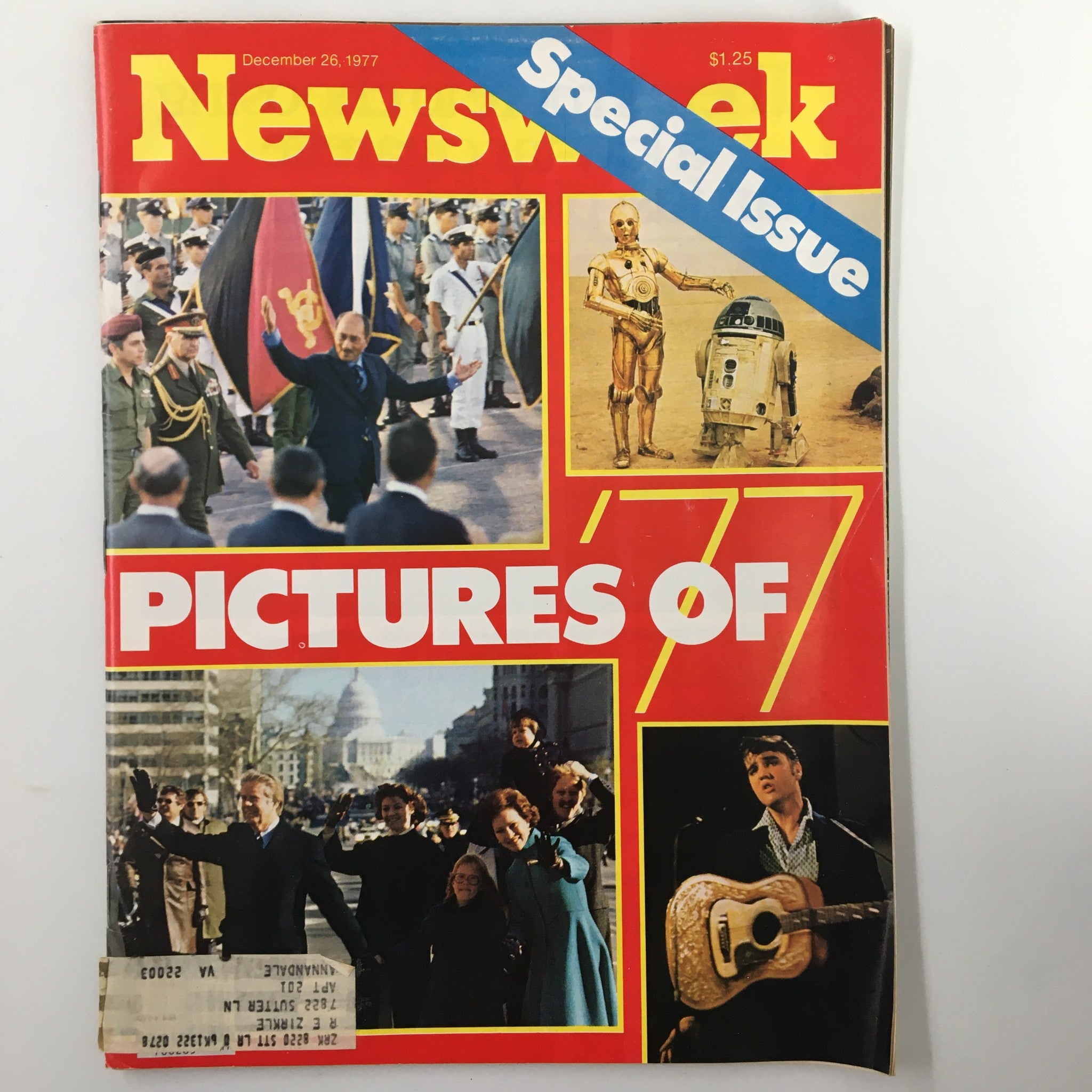 VTG Newsweek Magazine December 26 1977 featuring Elvis Presley on the cover with a special issue banner, showcasing Pictures of the Year 1977, including various iconic images from that year.