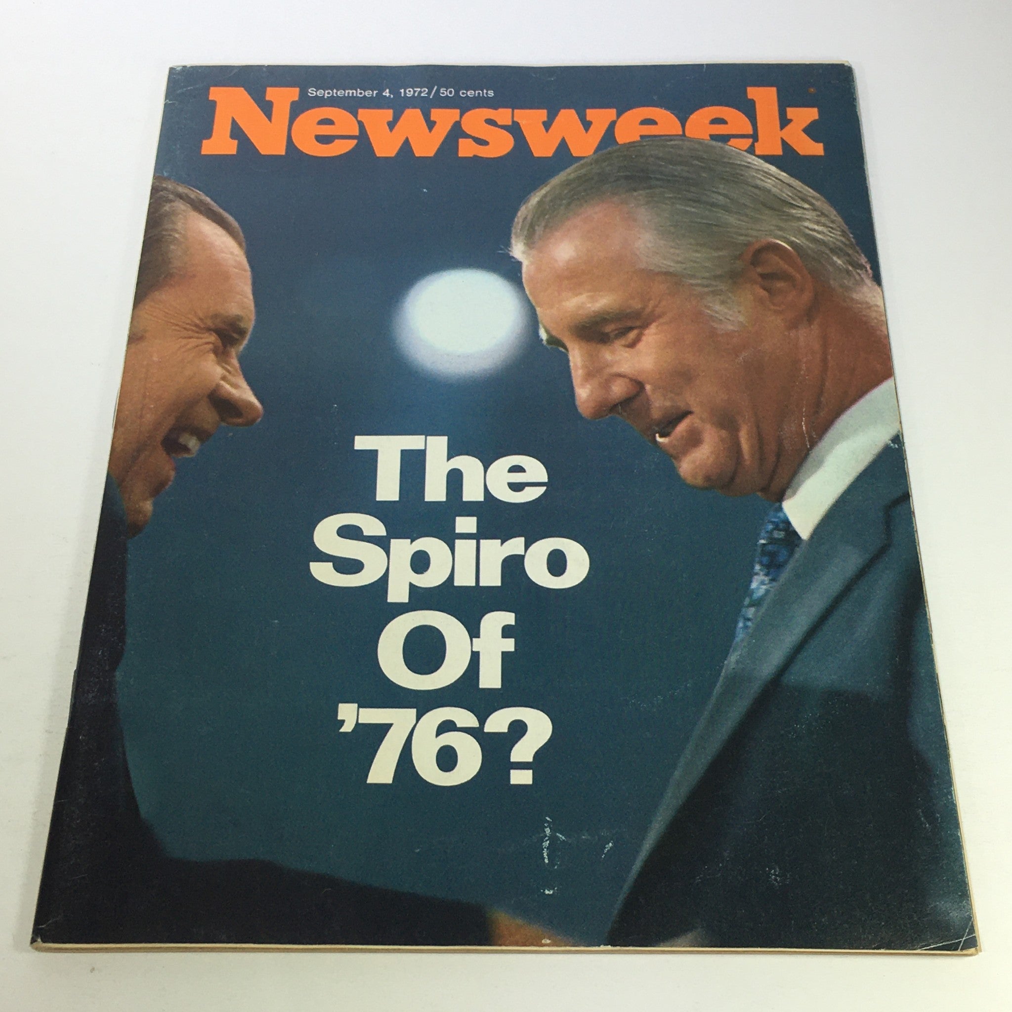 Cover of VTG Newsweek Magazine from September 4, 1972 featuring Richard Nixon and Spiro Agnew with the headline 'The Spiro Of '76?'. This collectible magazine showcases a significant moment in American political history.