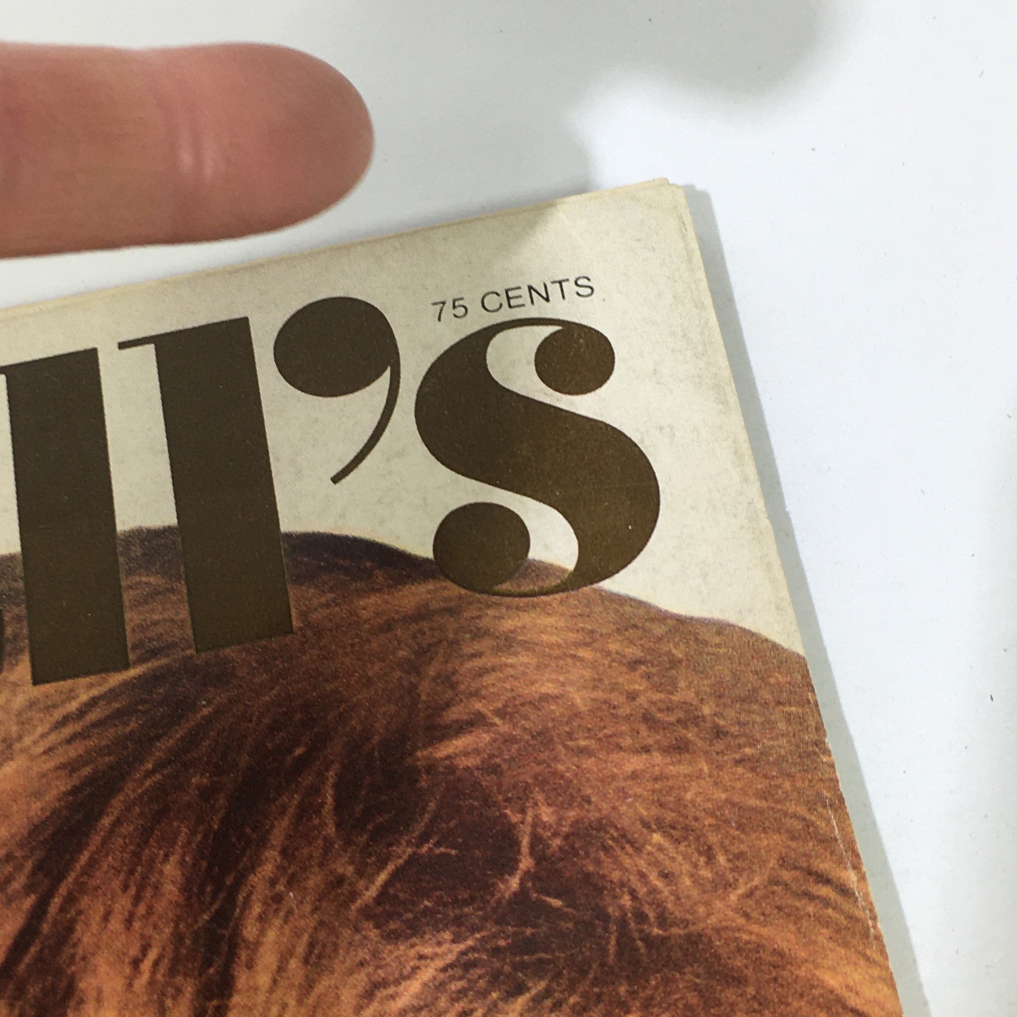 Close-up view of the cover of VTG McCall's Magazine June 1976 showing the magazine title and the price of 75 cents.