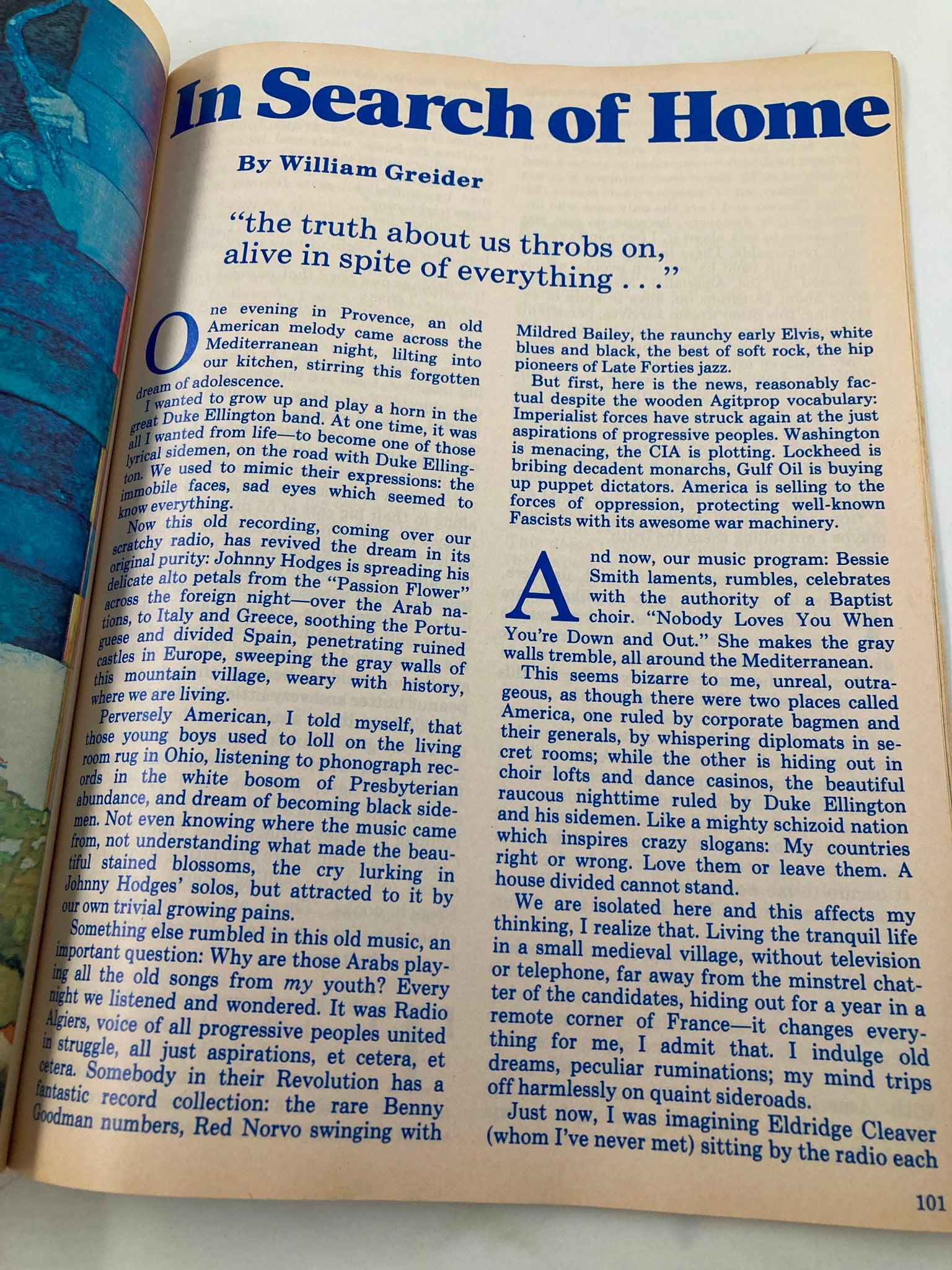 VTG The Washington Post Magazine July 4 1976 page featuring the article 'In Search of Home' by William Greider discussing American culture.