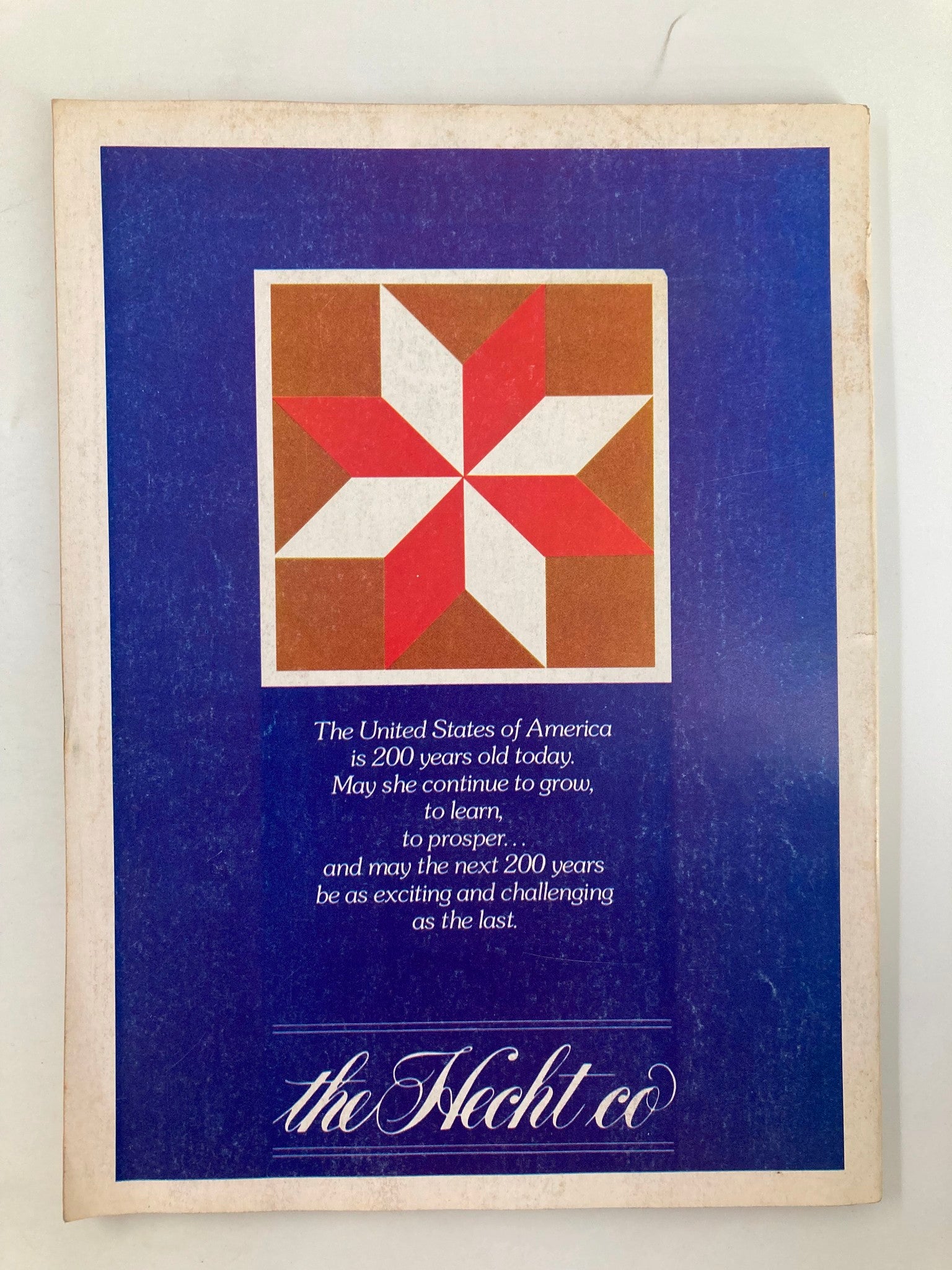 VTG The Washington Post Magazine July 4 1976 back cover displaying a message celebrating 200 years of America with a patchwork design.