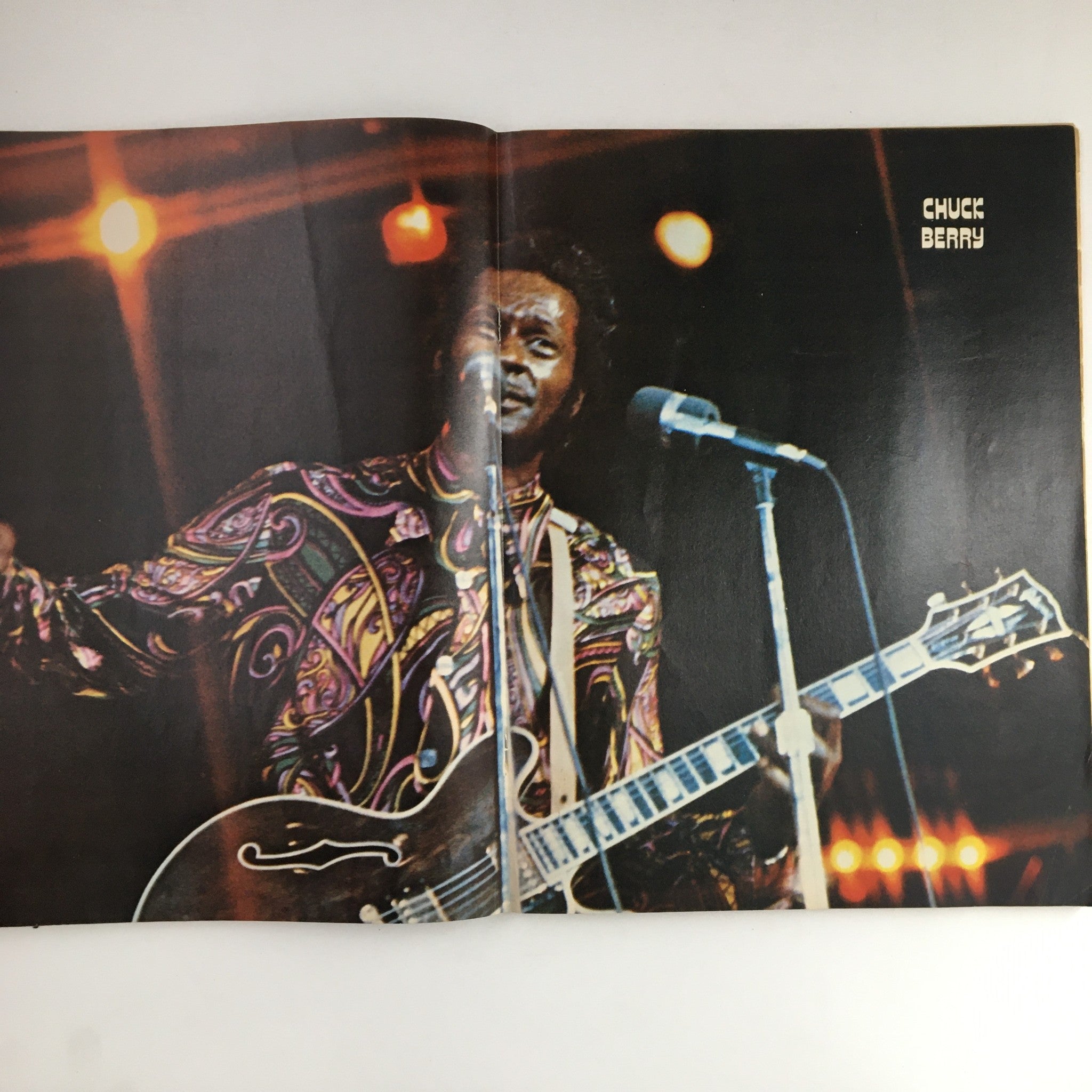 Image of Chuck Berry performing, featured in Hit Parader Magazine September 1973, showcasing the vibrant music scene of the 1970s.