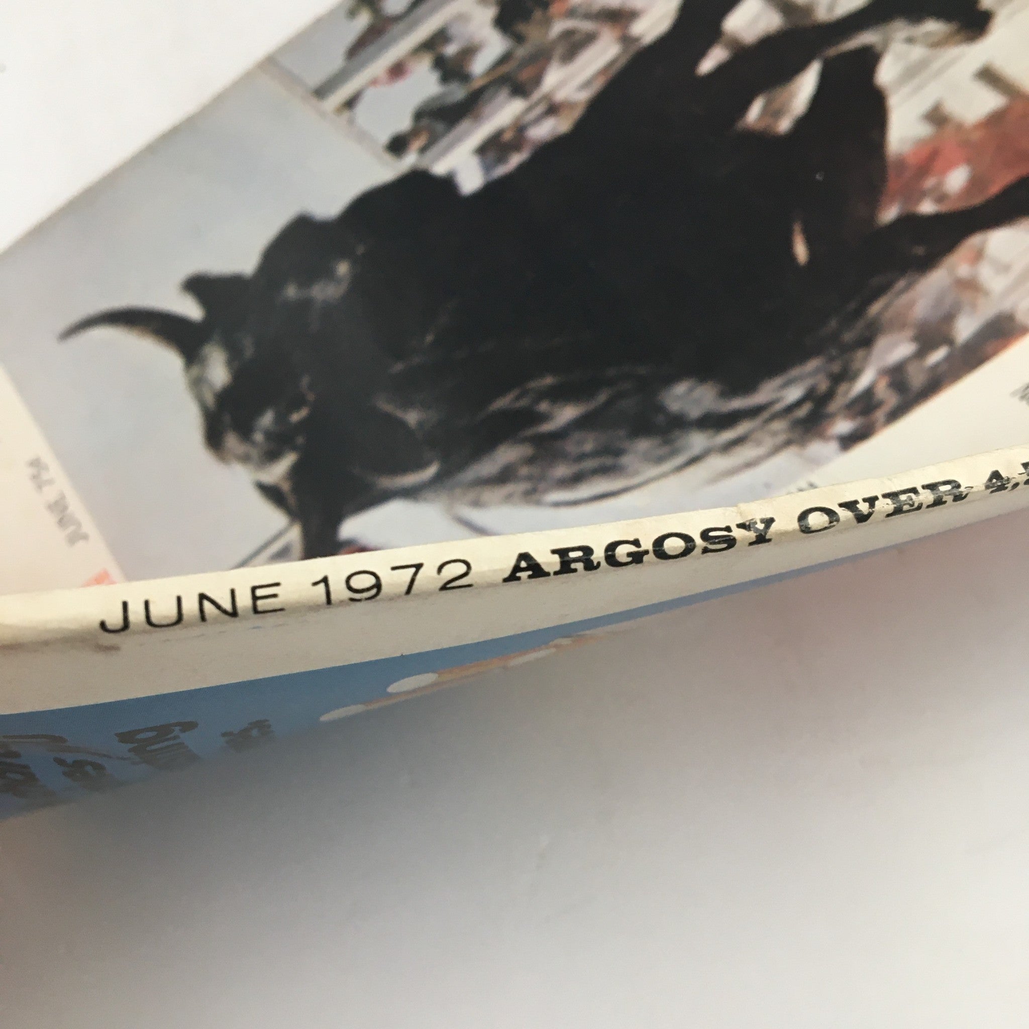 Side view of the Argosy Magazine June 1972 showing the title and issue date.