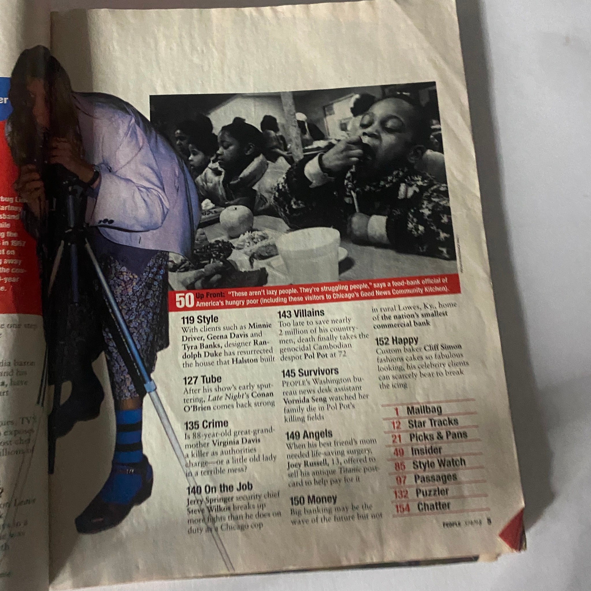 Interior page of People Weekly Magazine, May 4, 1998, displaying articles and images, including a section on societal issues and celebrity content.