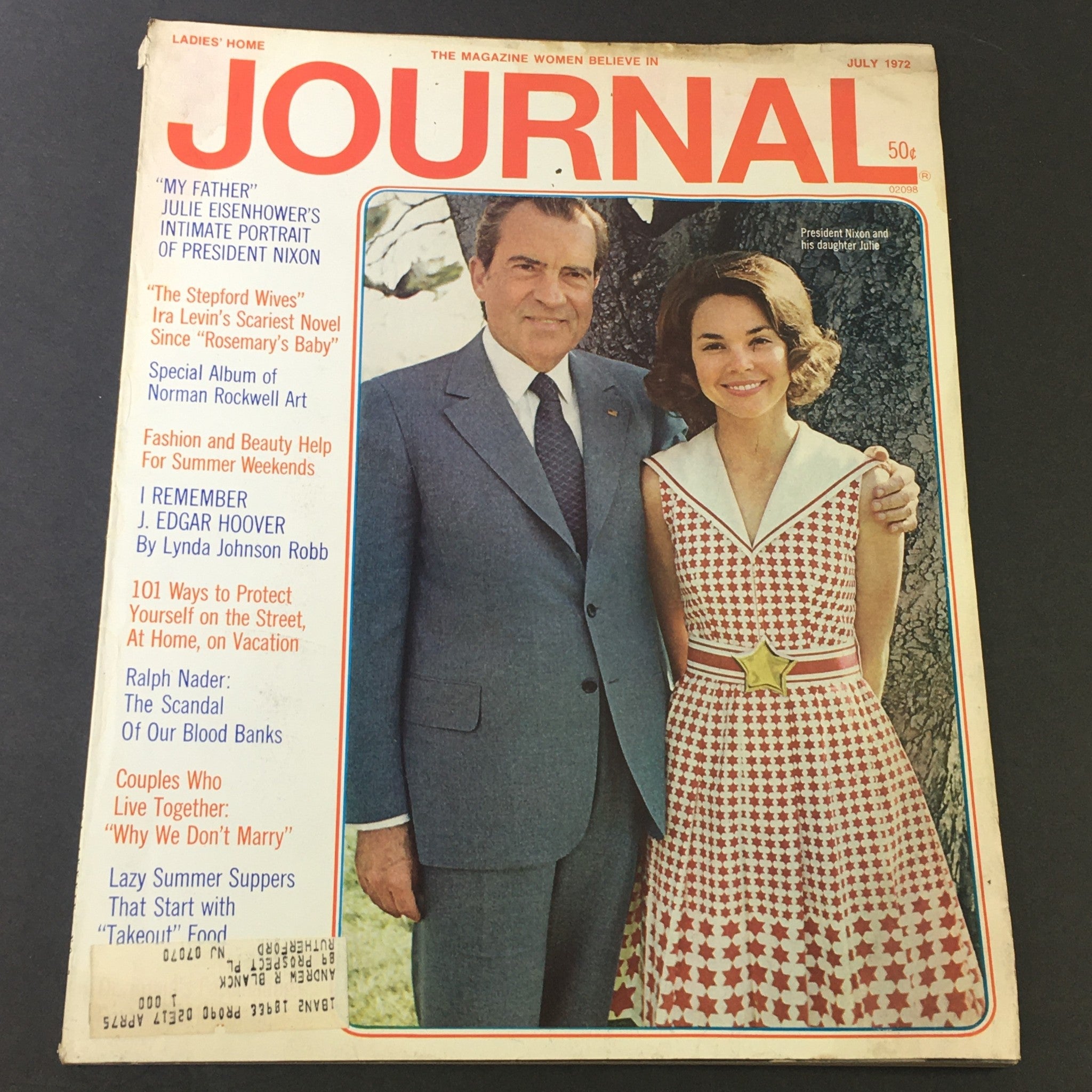 VTG Journal Magazine July 1972 featuring President Richard Nixon and his daughter Julie on the cover, showcasing a moment in American history.