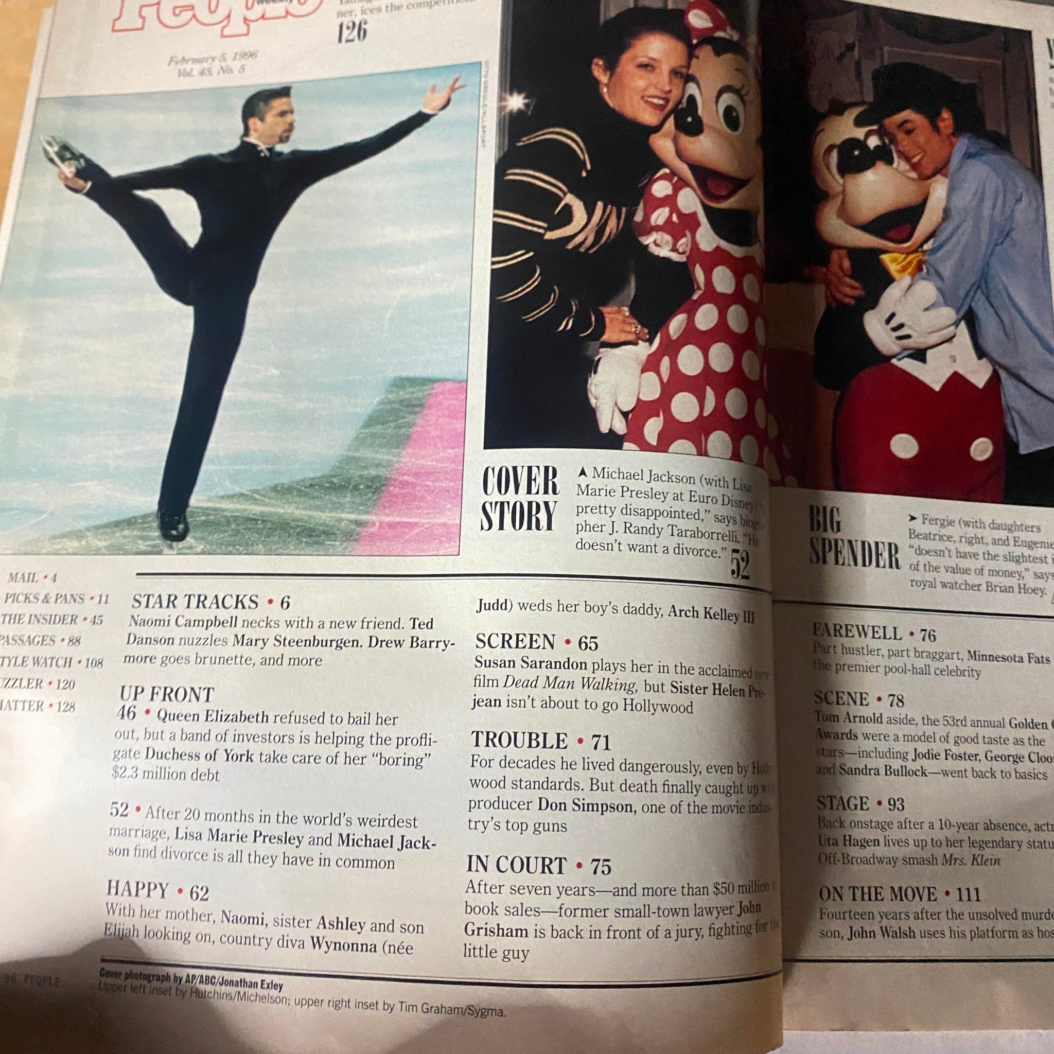 Interior page of People Weekly Magazine February 5, 1996 showcasing articles including the cover story on Michael Jackson and Lisa Marie Presley, with images of various celebrities.