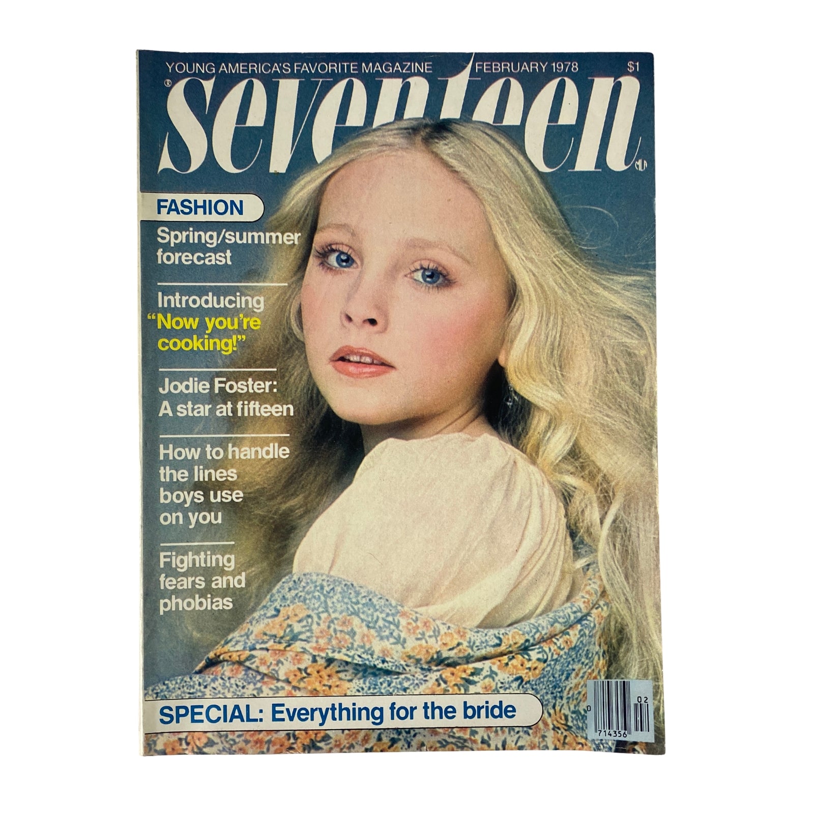 Seventeen Magazine February 1978 cover featuring Jodie Foster, highlighting fashion and teen culture at a time when she was a rising star.
