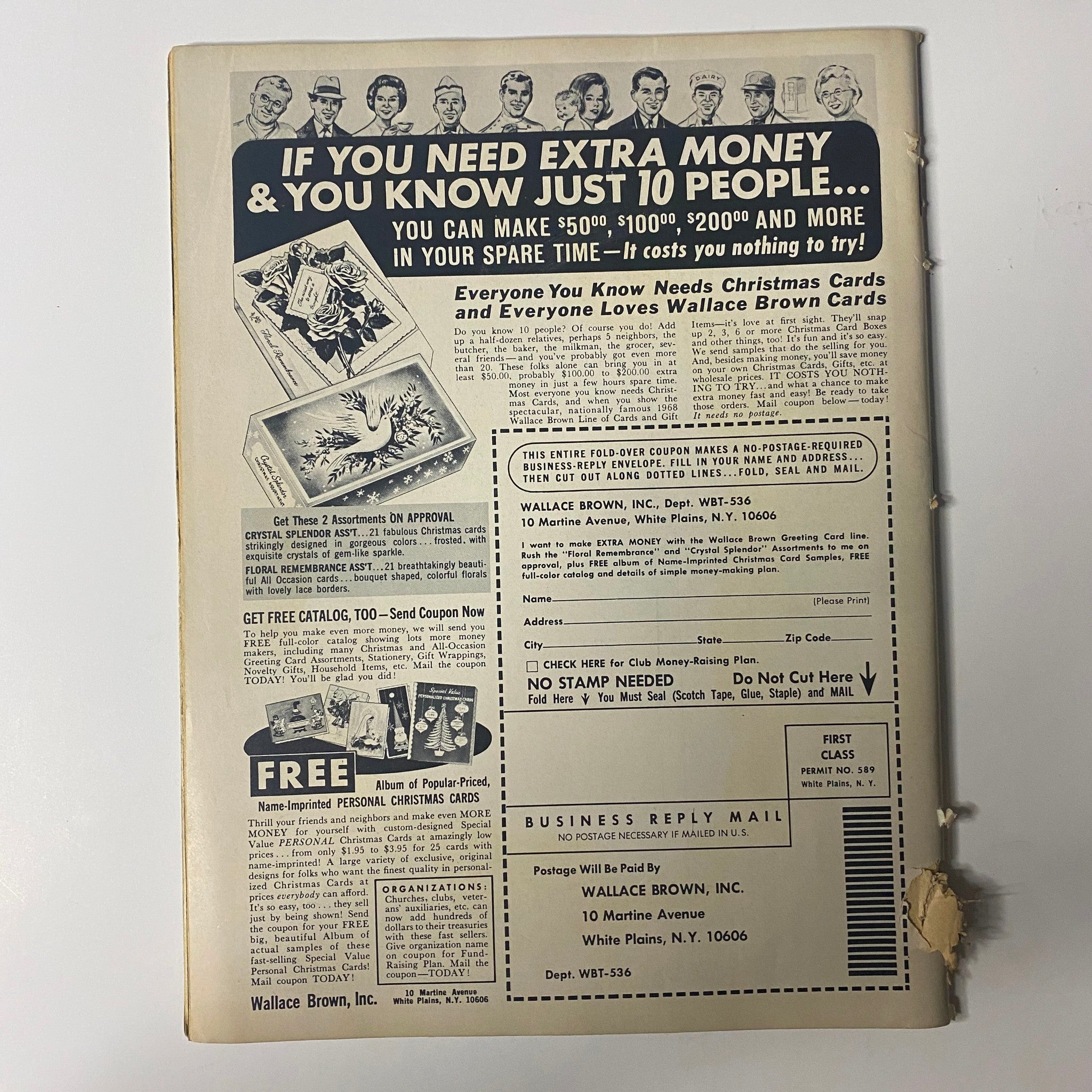 Back cover of Teen Datebook Magazine September 1968, featuring advertisements and illustrations related to the late-1960s teen culture.