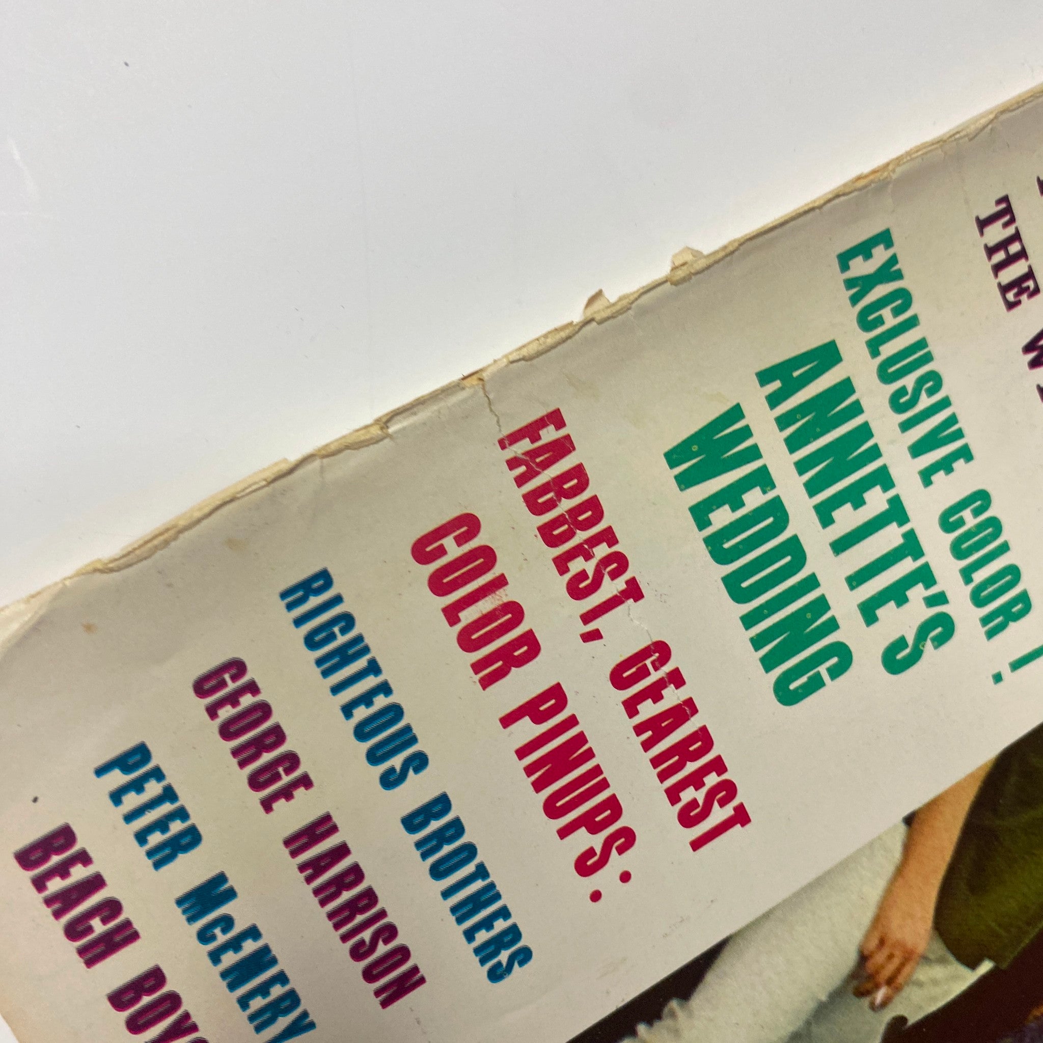 Cover section of Teen Screen Magazine March 1965 featuring Annette's Wedding and exclusive articles with colorful descriptions, highlighting The Beatles.