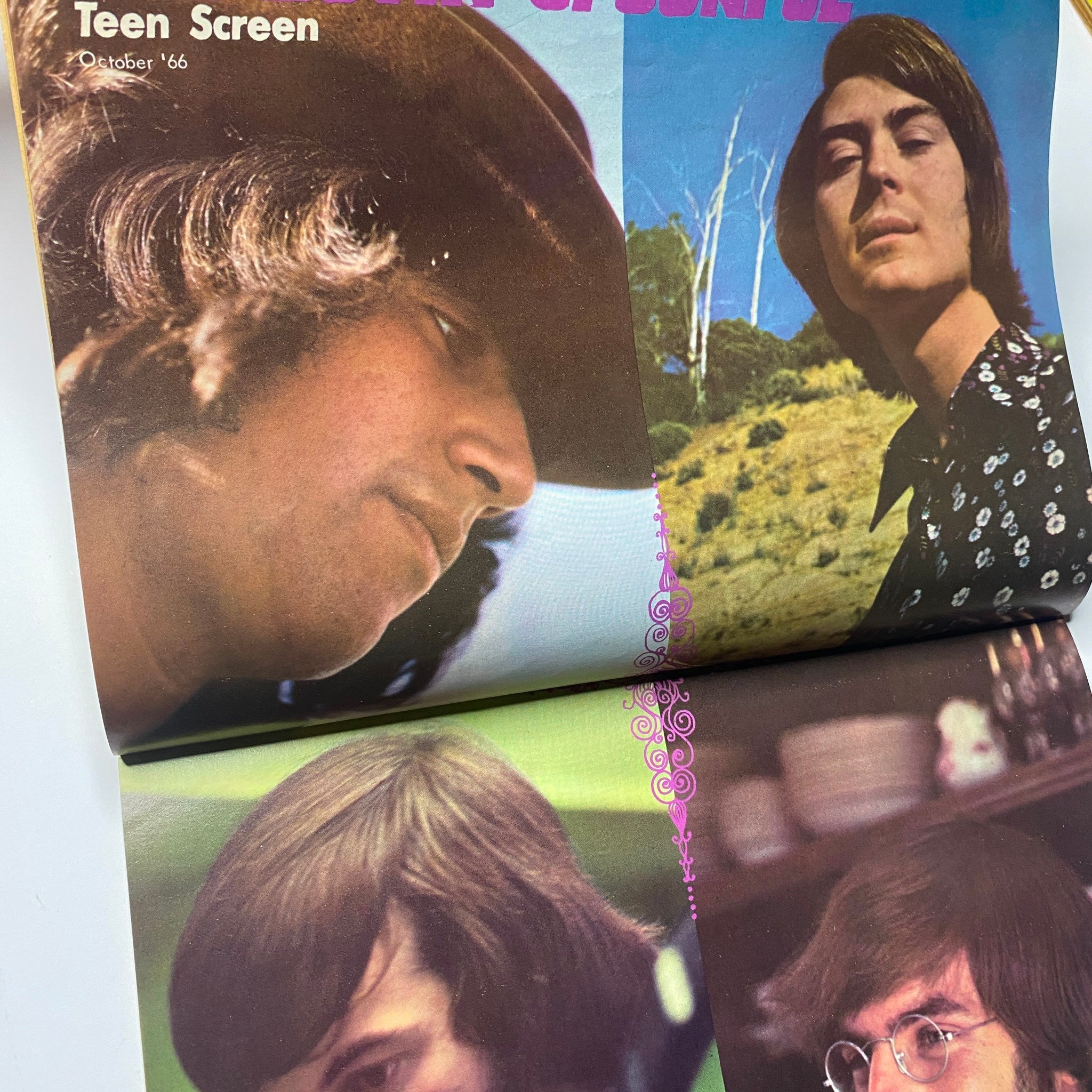 Four prominent musicians featured in Teen Screen Magazine October 1966. The image showcases iconic figures highlighting the era's popular music scene.