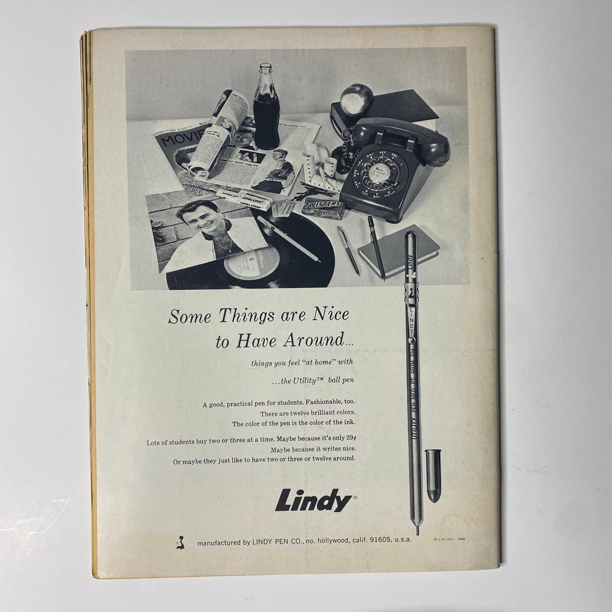 Vintage advertisement featured in Teen Screen Magazine, March 1967, promoting practical items for students with a nostalgic design.