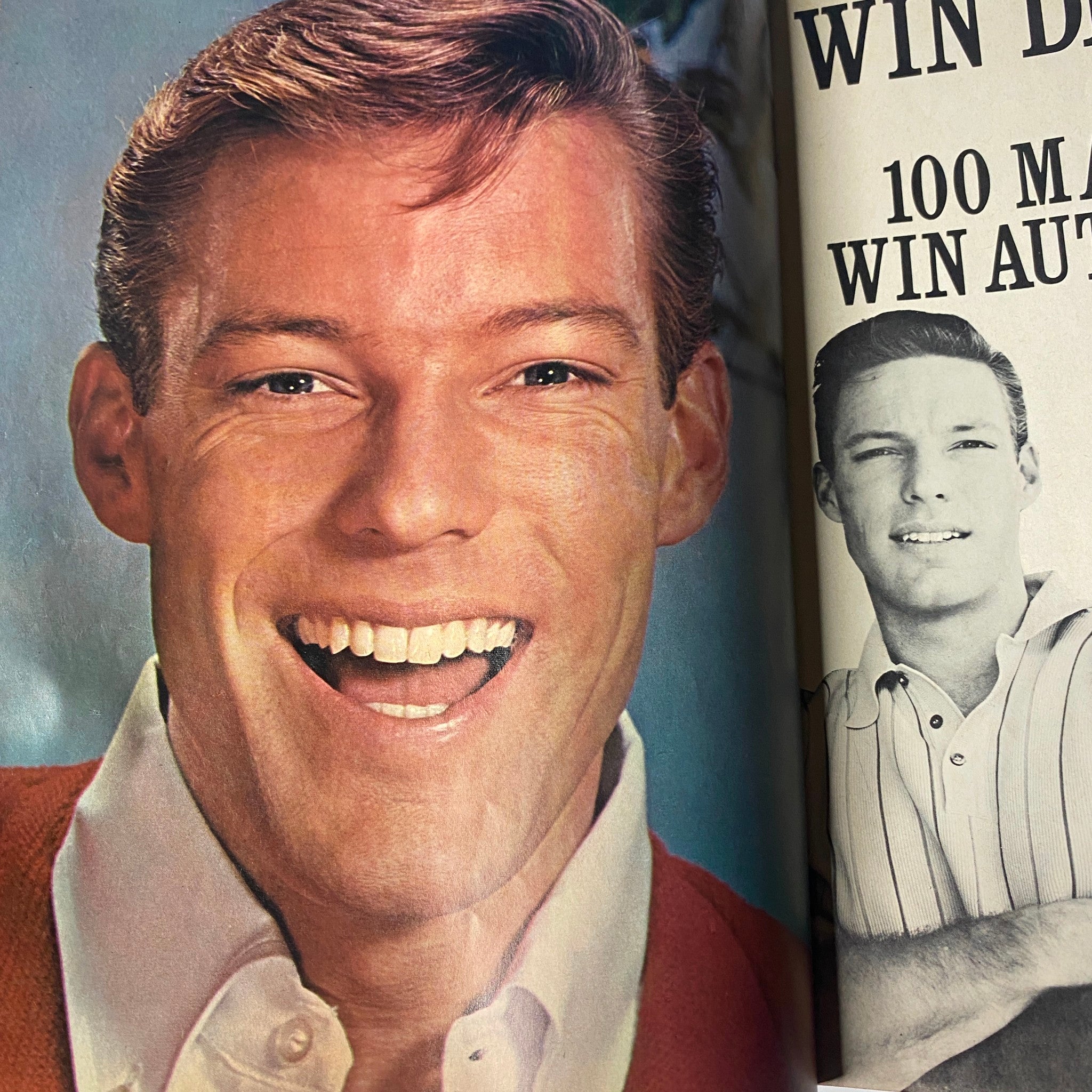 Smiling portrait of Chad Everett in Teen Screen Magazine September 1964, one of the highlighted Hollywood stars.