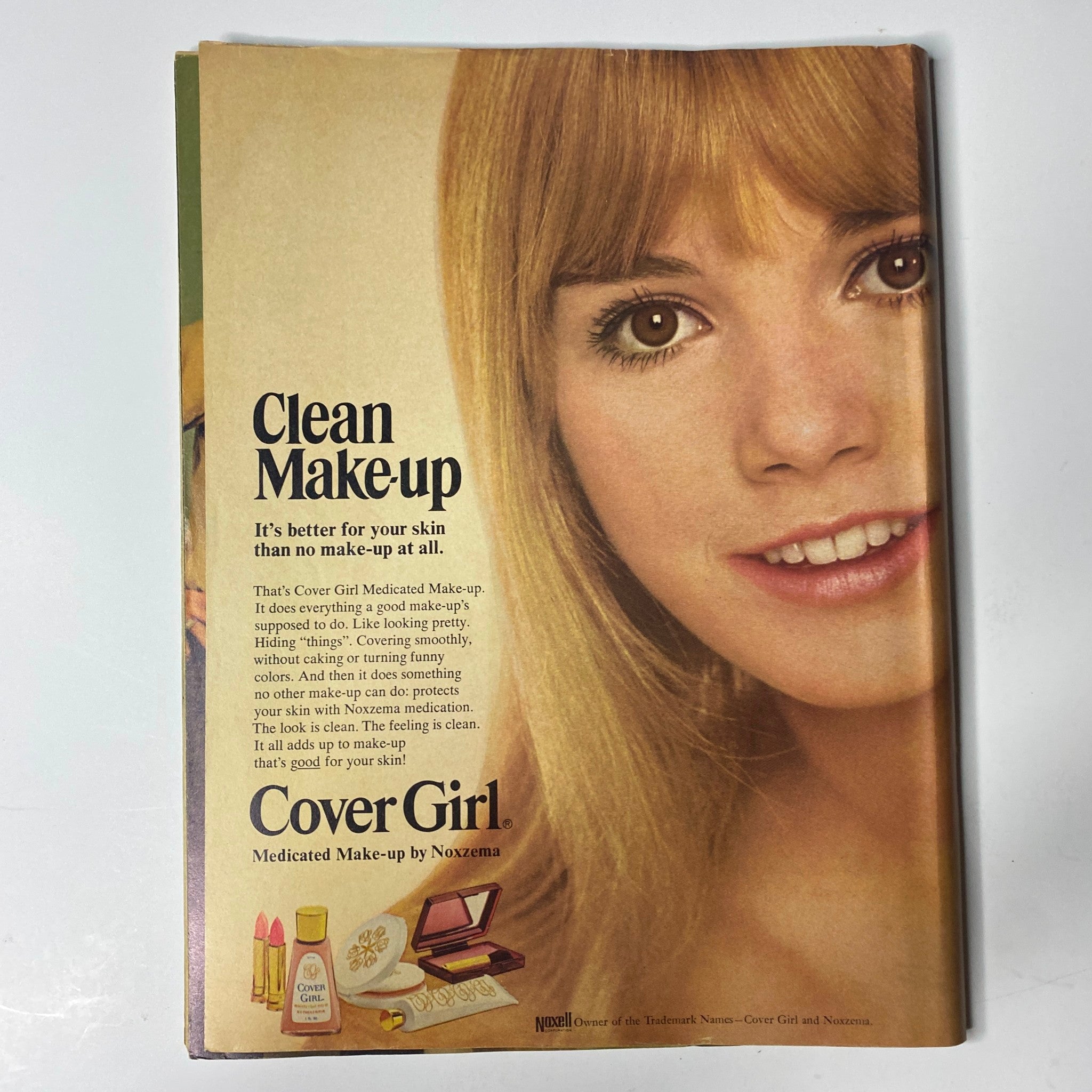 An advertisement for Cover Girl featuring a young model, included in Teen Set Magazine April 1968, promoting skincare and makeup products.