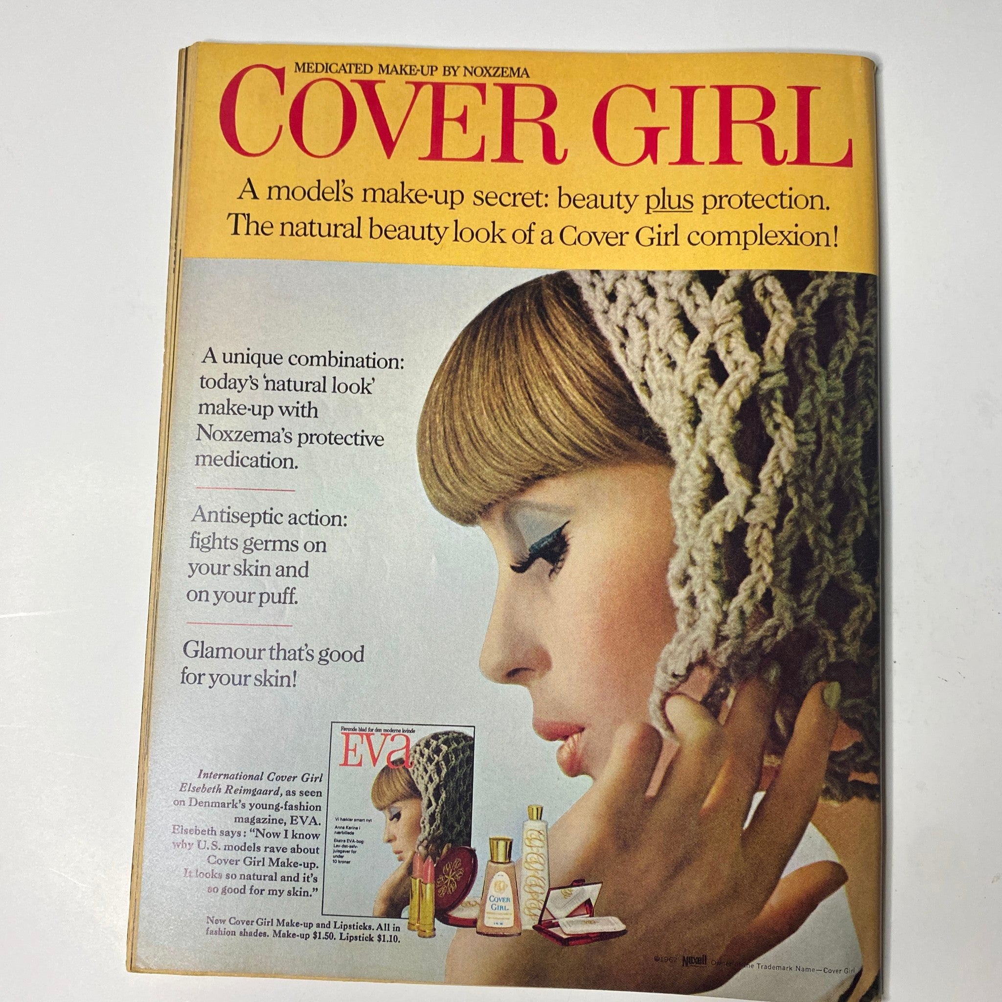Vintage advertisement for Cover Girl cosmetics in Teen Set Magazine July 1967, highlighting beauty products.