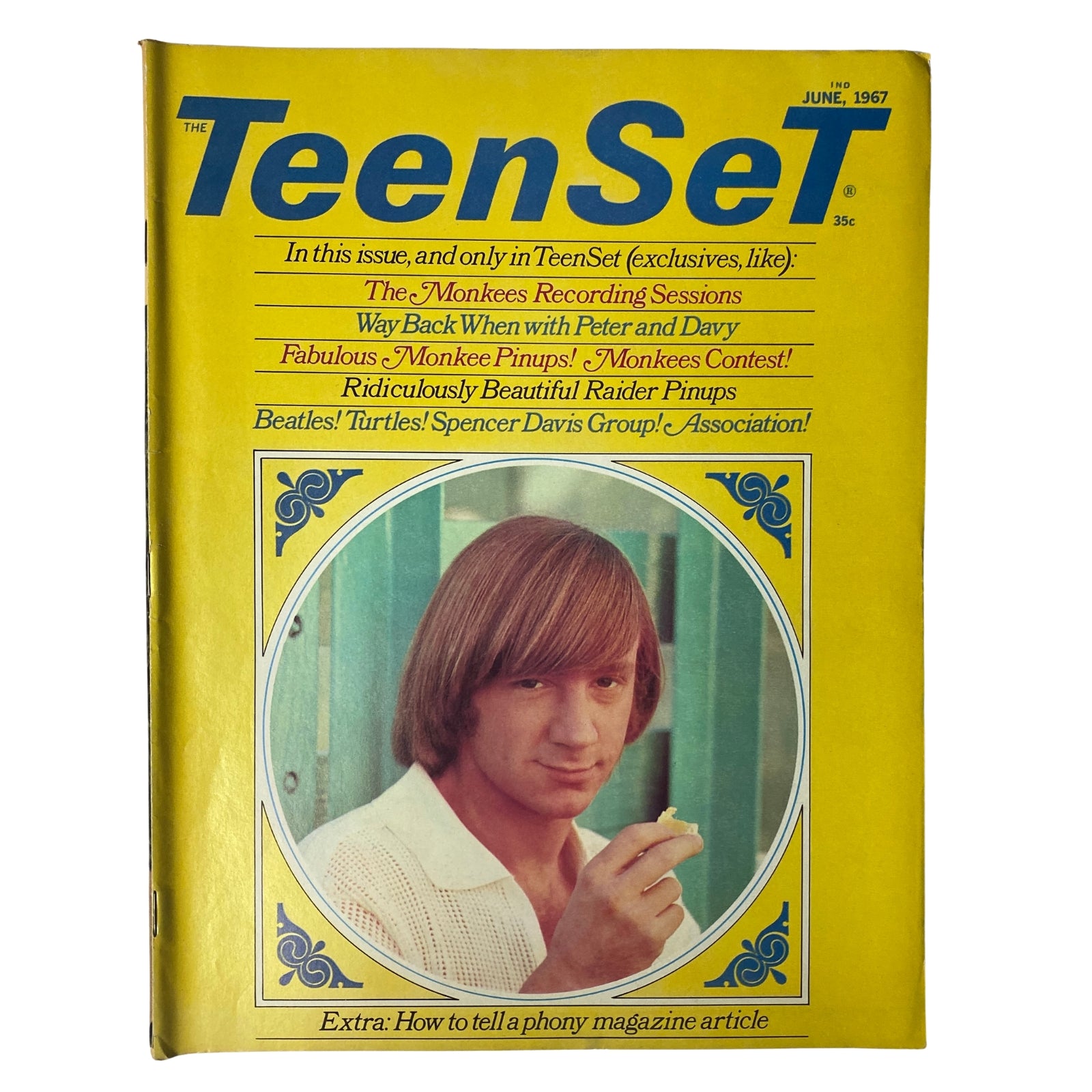 TeenSet Magazine June 1967 cover featuring The Monkees, showcasing the visual style of the 1960s with an emphasis on youth culture, music, and popular artists.