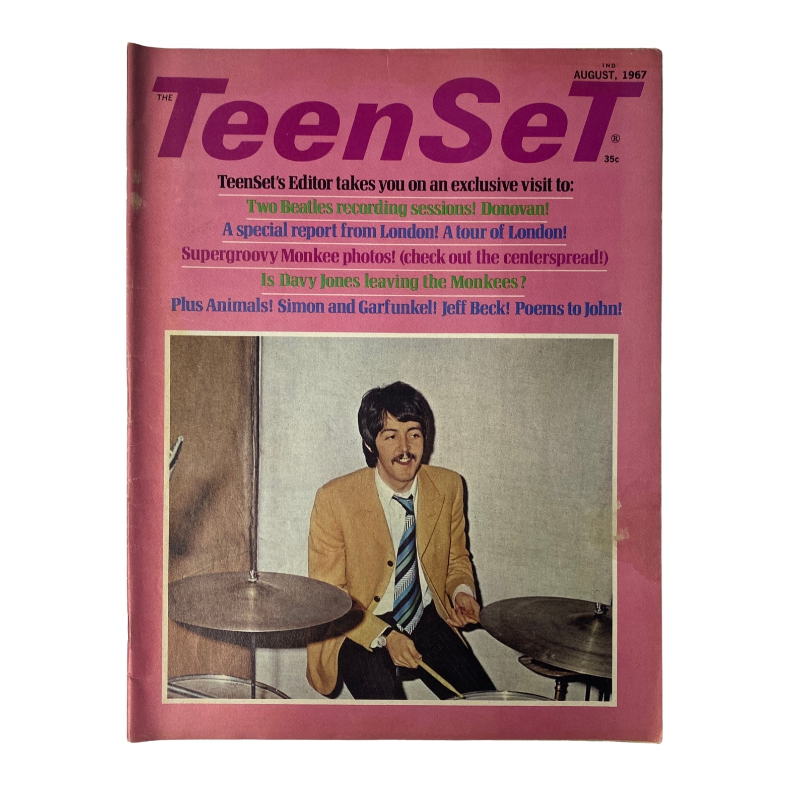 TeenSet Magazine August 1967 featuring Paul McCartney on the cover, showcasing vibrant pop culture from the Summer of Love era.