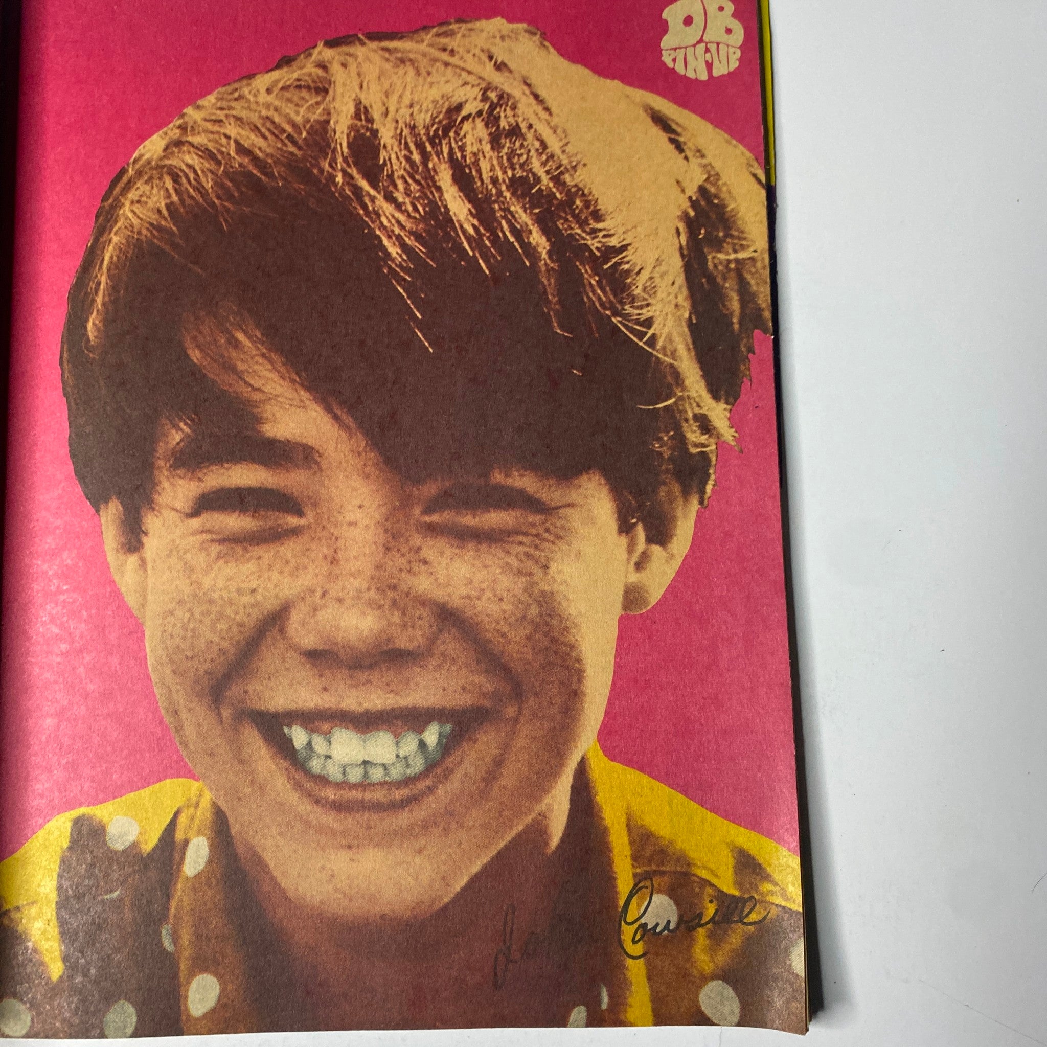 Youthful smiling boy featured in the Teen Date Book Magazine March 1968 Davy Jones, The Monkees with pin-up.