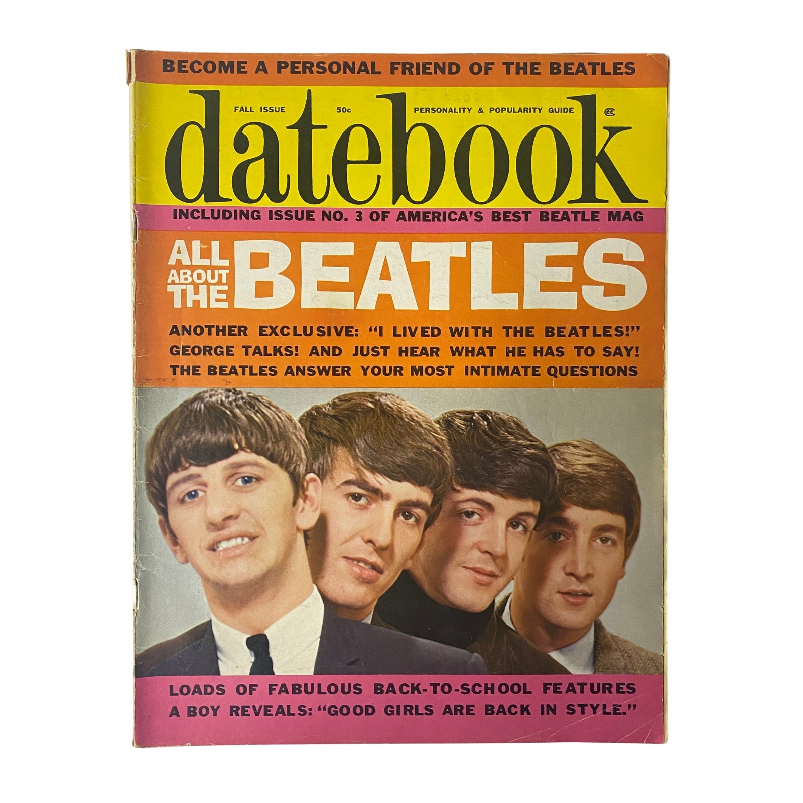 Datebook Magazine Fall 1964 Vol 4 No. 12 featuring The Beatles on the cover, showcasing exclusive content about the band and popular culture.