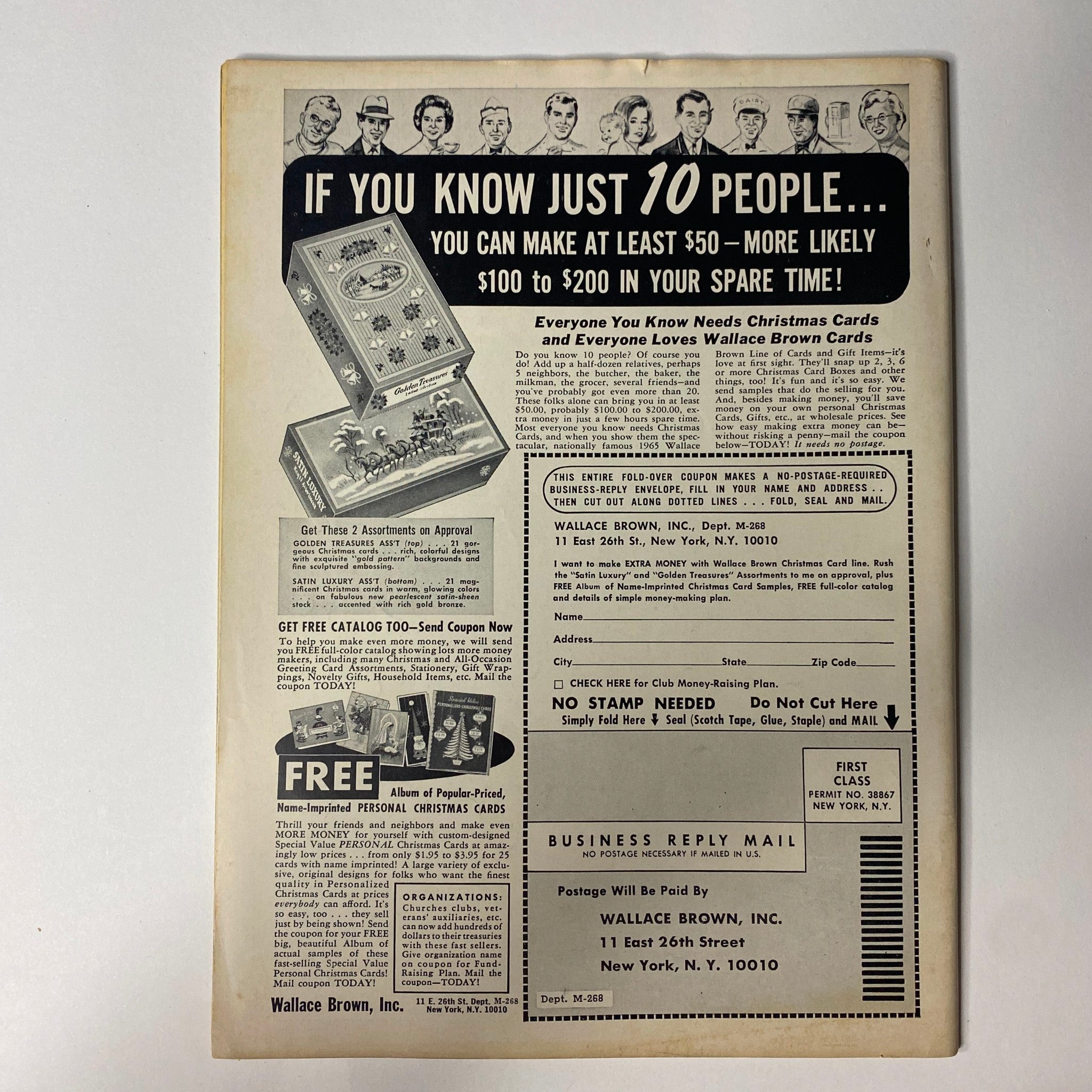 Back cover of Teen World Magazine August 1965 Vol 8 No. 3 displaying advertisements, promoting offers for Brownie Cards and other products, typical of vintage magazine layouts.
