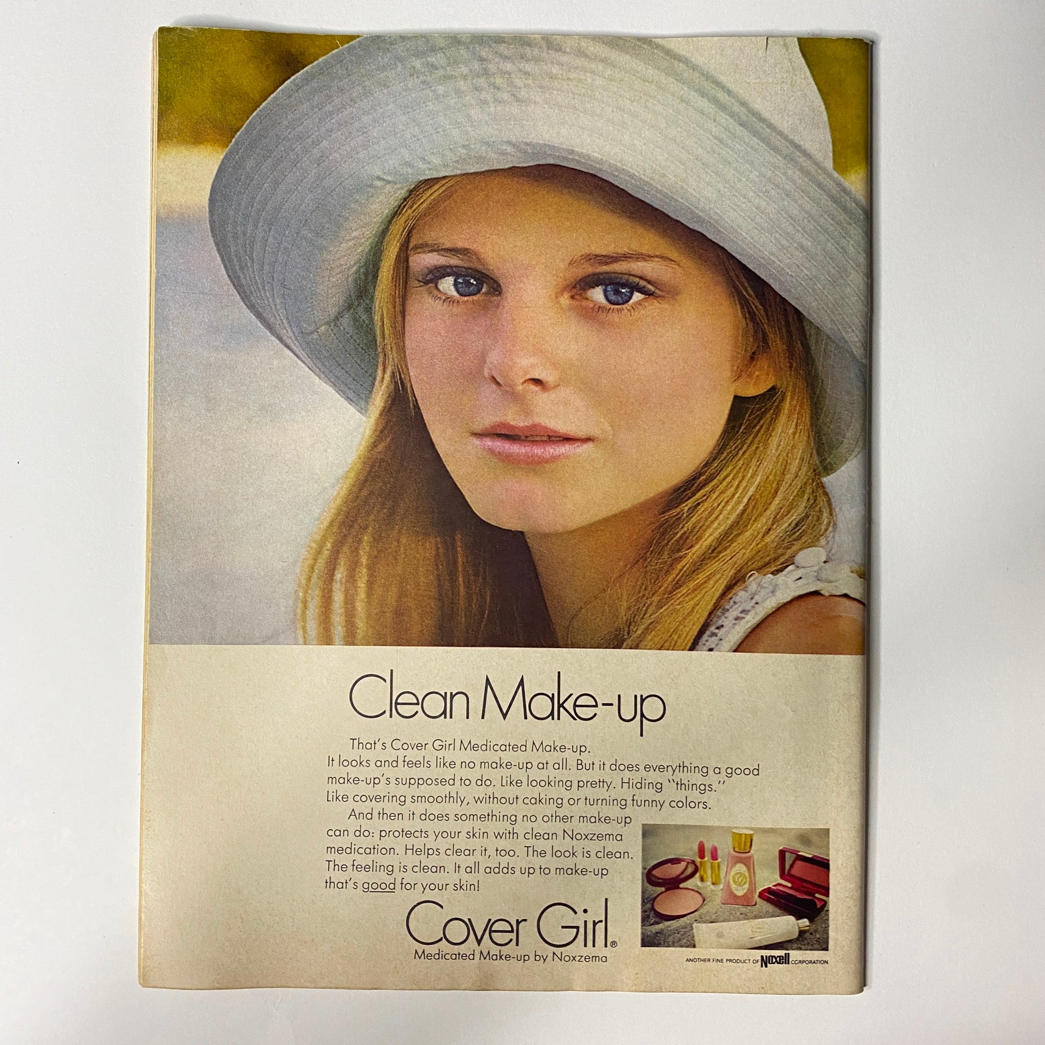 Advertisement for Cover Girl makeup featuring a young woman with natural makeup, found in America's Underthirty Magazine, May 1969, Vol. 5 No. 4, promoting beauty and health.