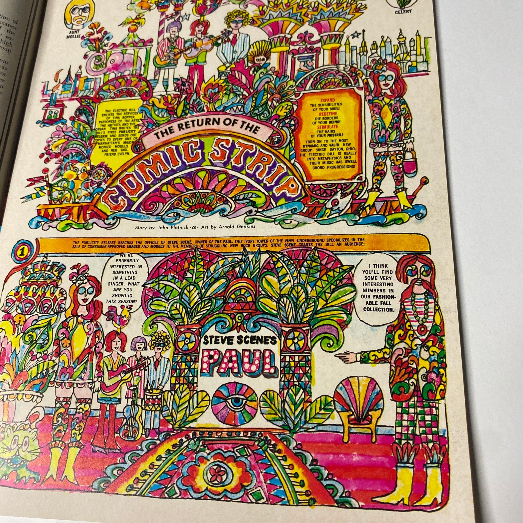 Hullabaloo Magazine November 1968 page showcasing a colorful comic strip, highlighting the vibrant art style of the era.