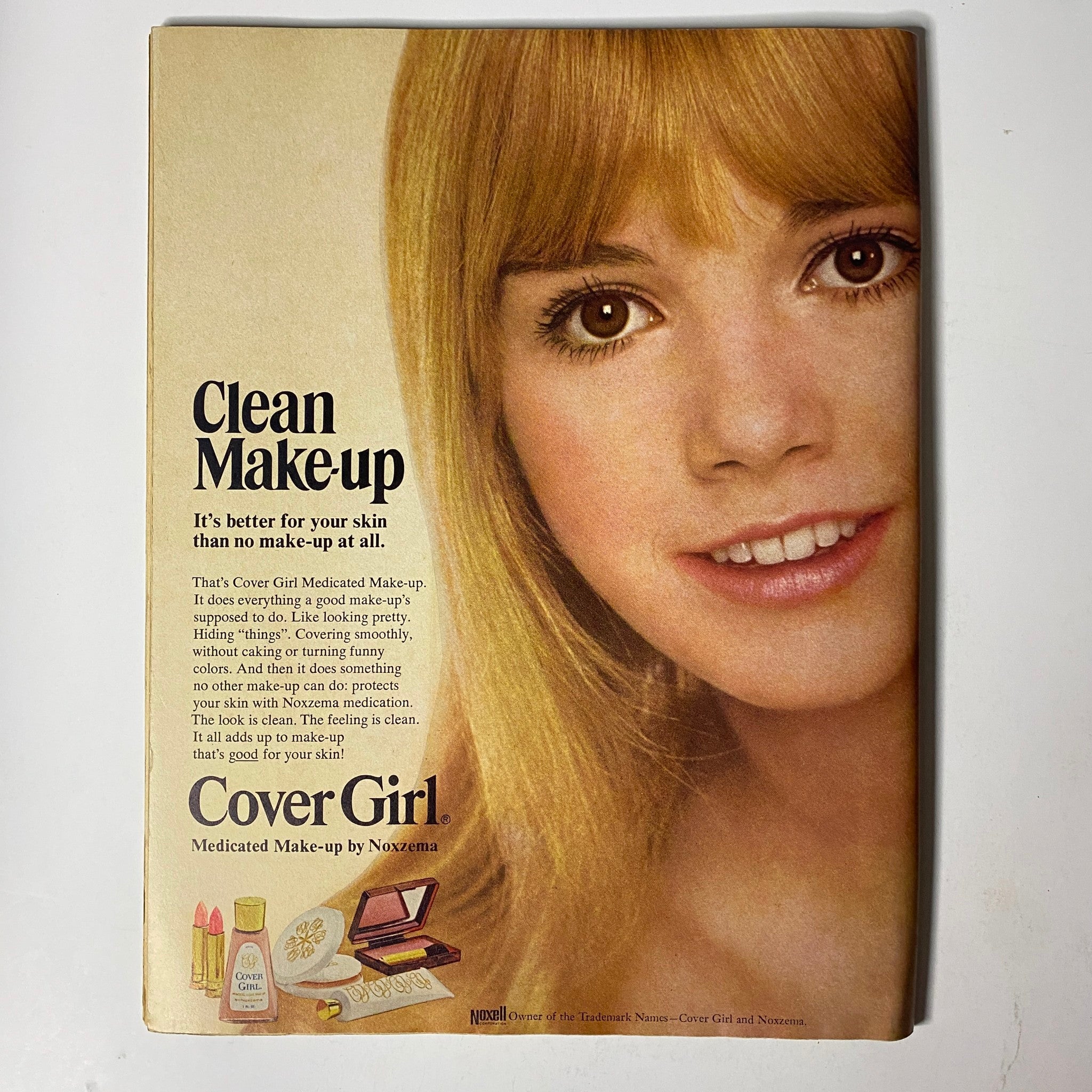 Cover of TeenSet Magazine February 1968 Vol. 4 No. 2 featuring a portrait of a young woman promoting Clean Make-up by Cover Girl, highlighting its beauty benefits and suitability for skin care.