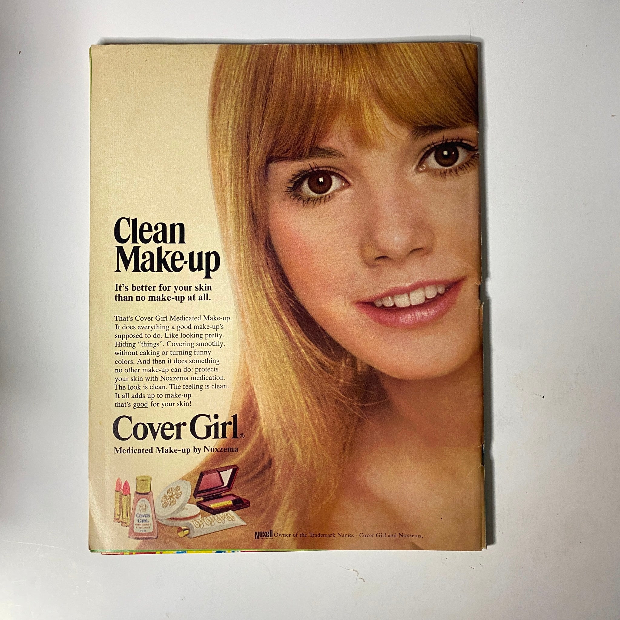 TeenSet Magazine March 1968 advertisement for Cover Girl makeup featuring a blonde model promoting Clean Make-up, emphasizing beauty and skincare in the late 1960s.