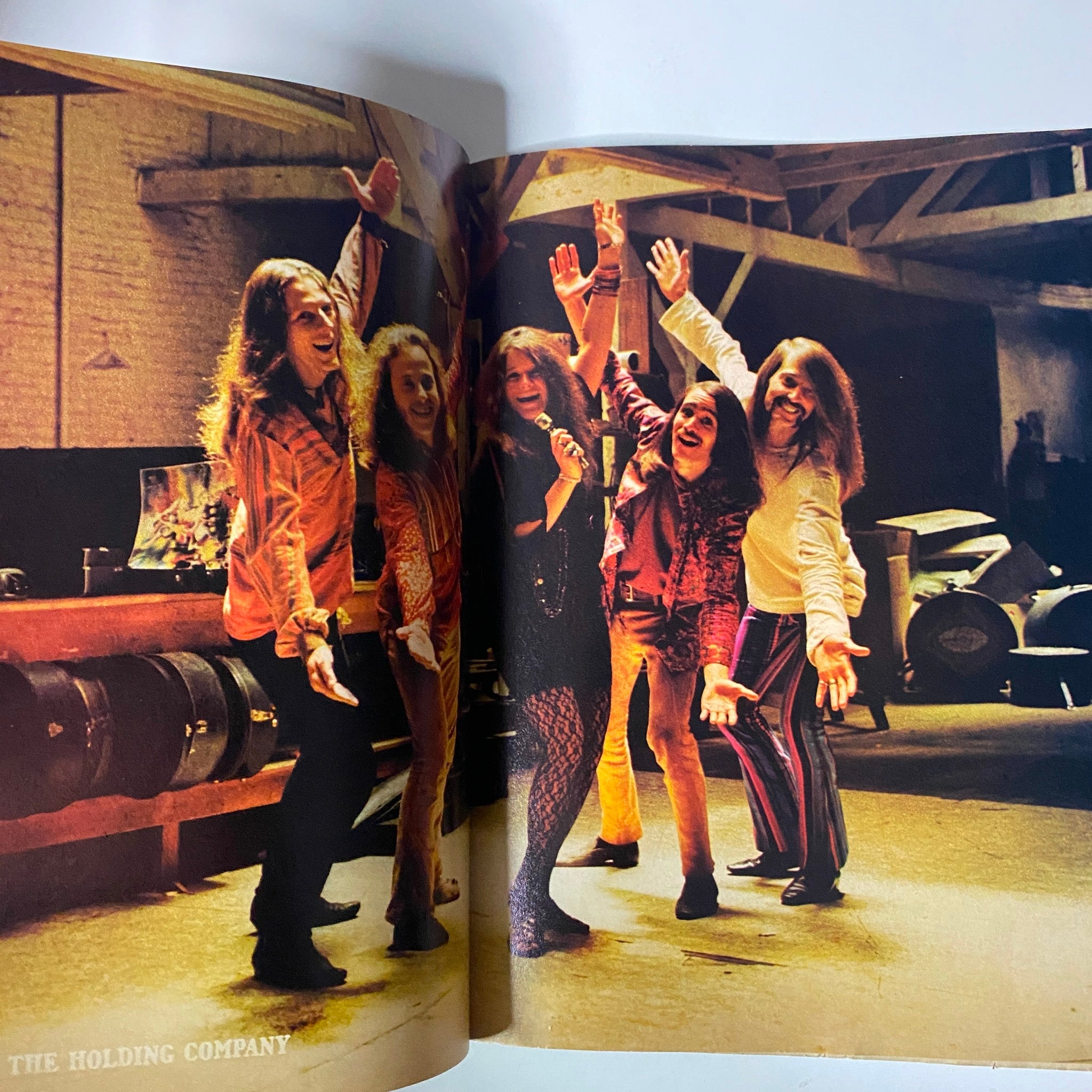 Pin-up spread of Janis Joplin with Big Brother and the Holding Company from TeenSet Magazine September 1968 Vol 4 No. 9, capturing a candid moment of the iconic band.