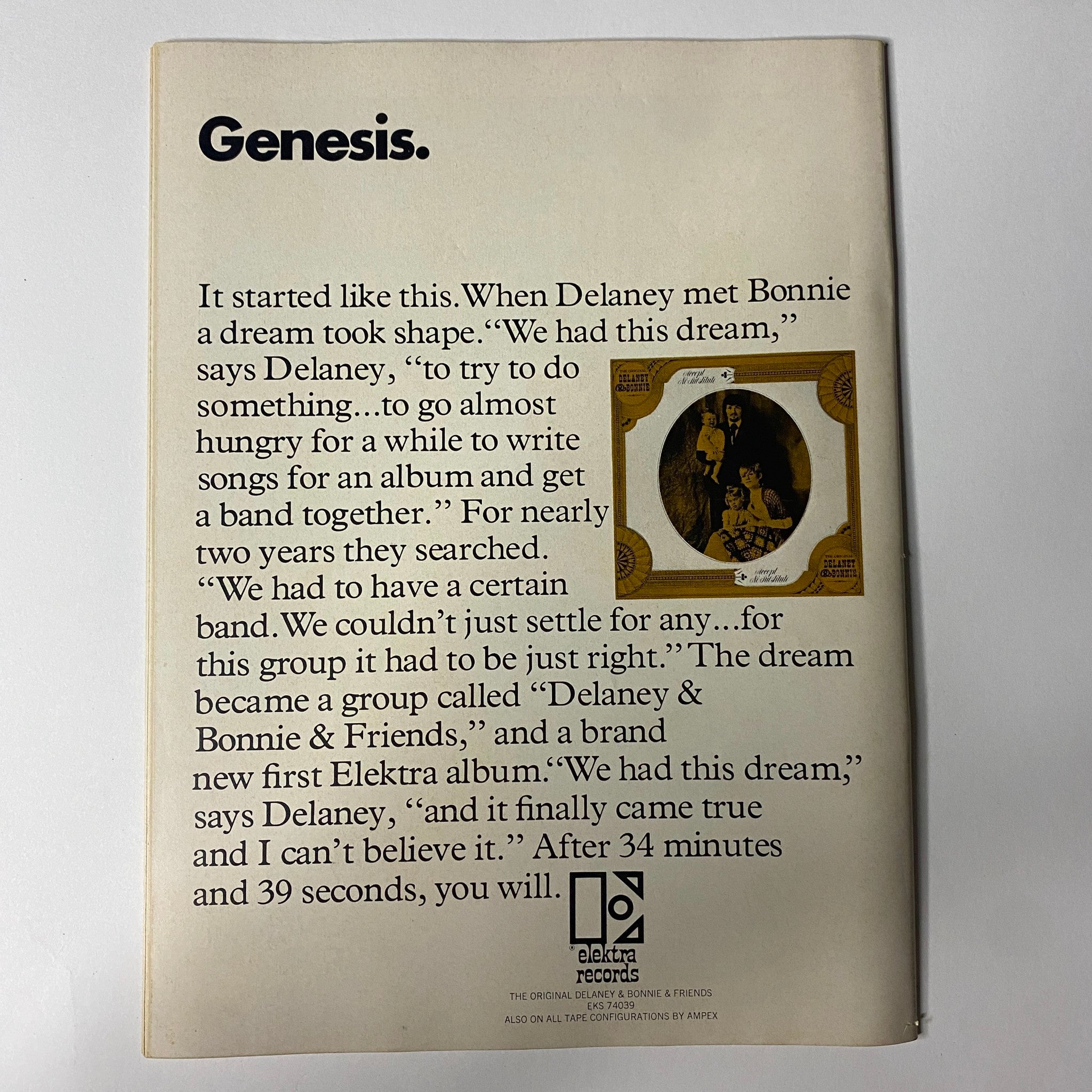 Back cover of Circus Magazine July 1969 Vol 4 No. 9 displaying an advertisement for Genesis and their album, emphasizing the music scene transitions of the era.