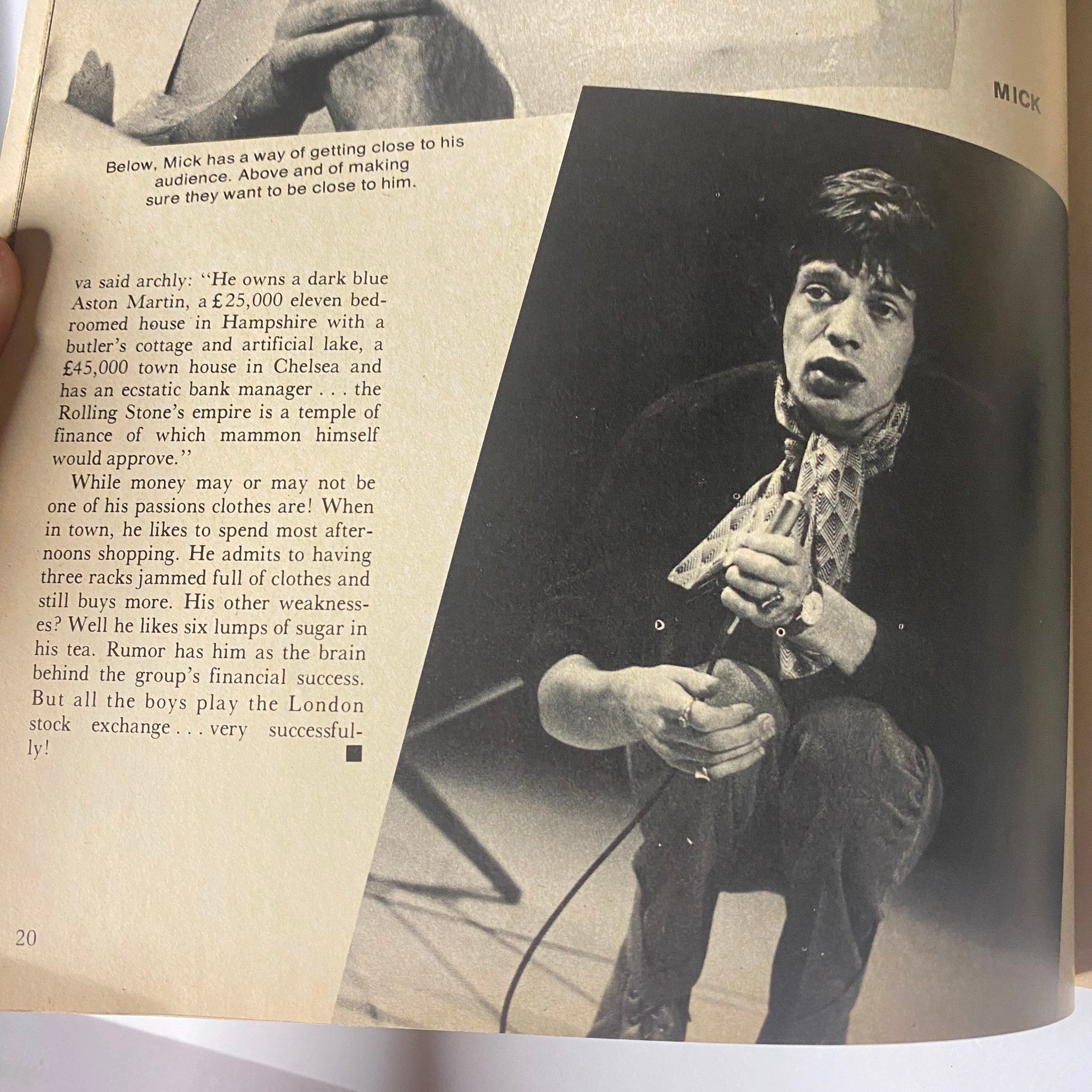 Mick Jagger detailed in Super Stars Magazine Vol 1 No 2, showcasing his charismatic personality and lifestyle within the iconic band.