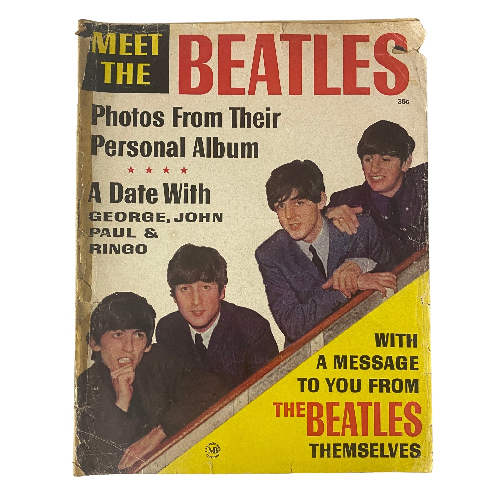 Cover of the 1963 Meet The Beatles magazine, featuring the four band members with the title and vintage design. A Date With George, John, Paul & Ringo.
