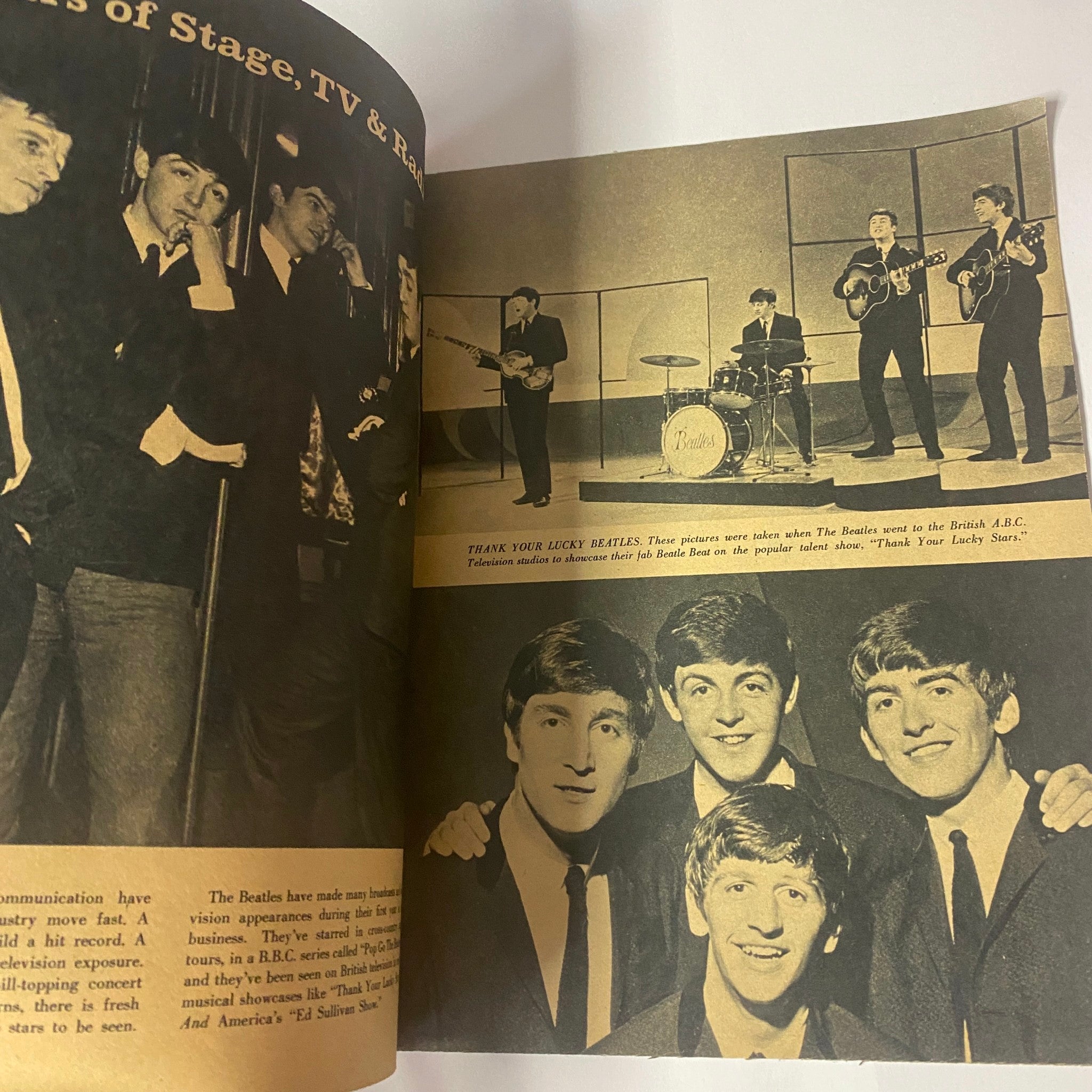 1963 Meet The Beatles Photos From Their Personal Album - Images of The Beatles performing on stage, capturing their influence in music and television.