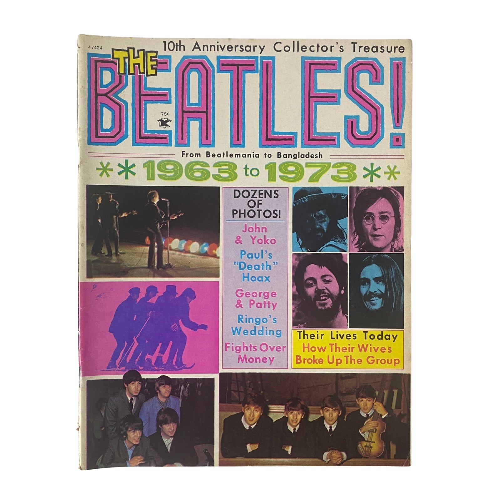 Cover of the 1972 The Beatles 10th Anniversary Collector's Treasure, highlighting memorable moments from 1963 to 1973.